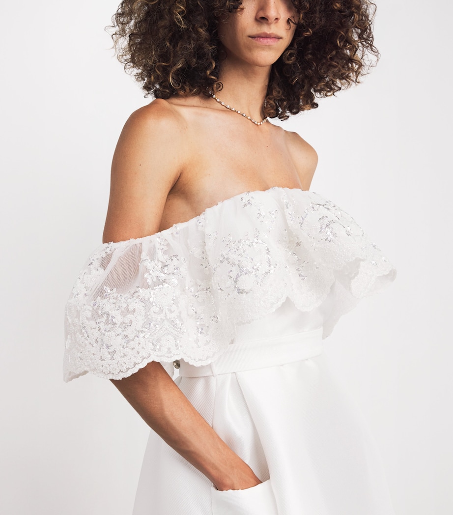 Sequinned Off-The-Shoulder Gown 01 WHITE Image 4