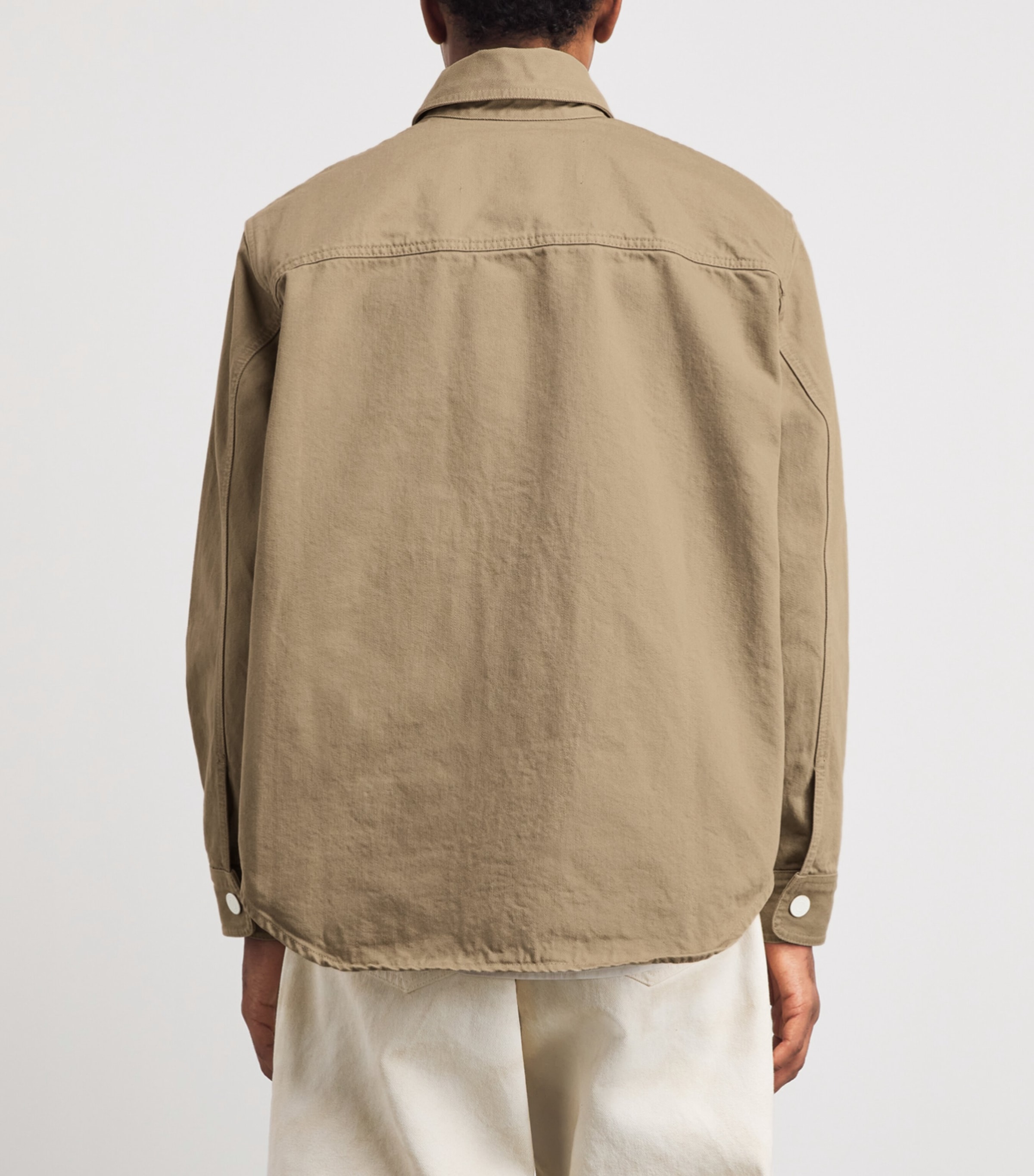 AMI Paris Mens Cotton Ami de Coeur Overshirt Beige Taupe Image 5