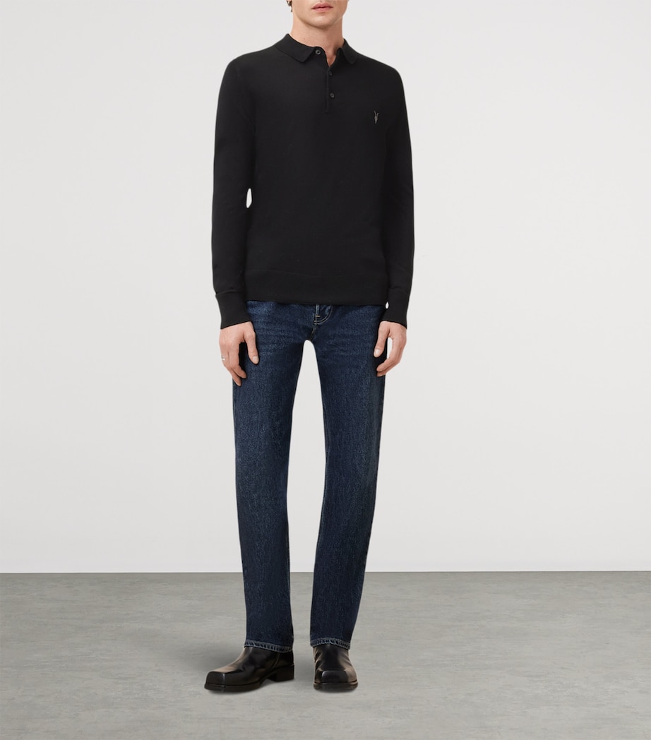 Merino Wool Mode Polo Shirt BLACK Image 3