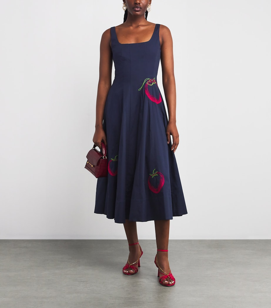 Tomato-Embroidered Wells Midi Dress NAVY ROMA NVYR Image 2
