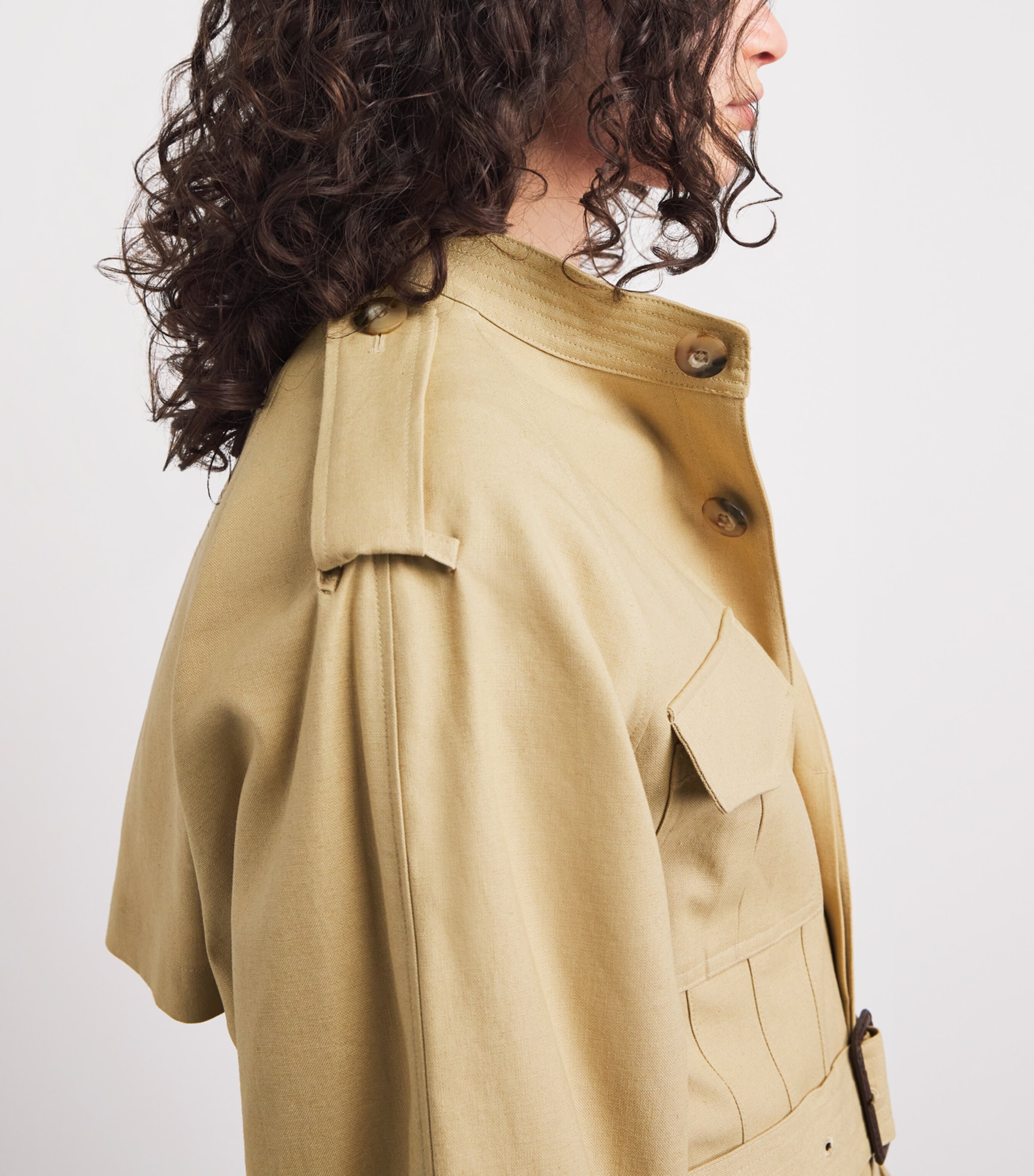 Polo Ralph Lauren Womens Hemp-Cotton-Linen Woven Field Jacket Classic Camel Image 3
