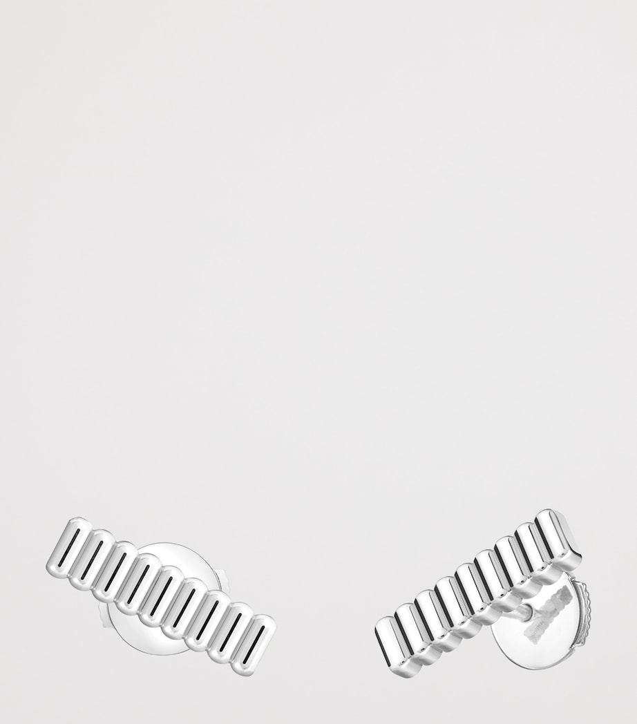 White Gold Quatre Grosgrain Stud Earrings WHITE GOLD Image 2