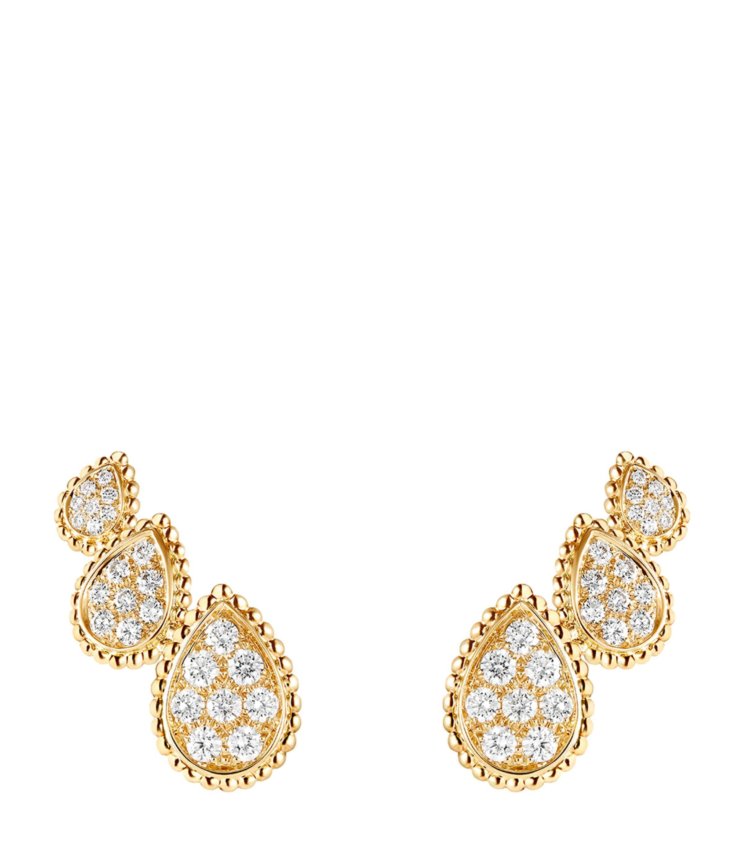 Boucheron Yellow Gold And Diamond Serpent Bohème Three Motifs Earrings