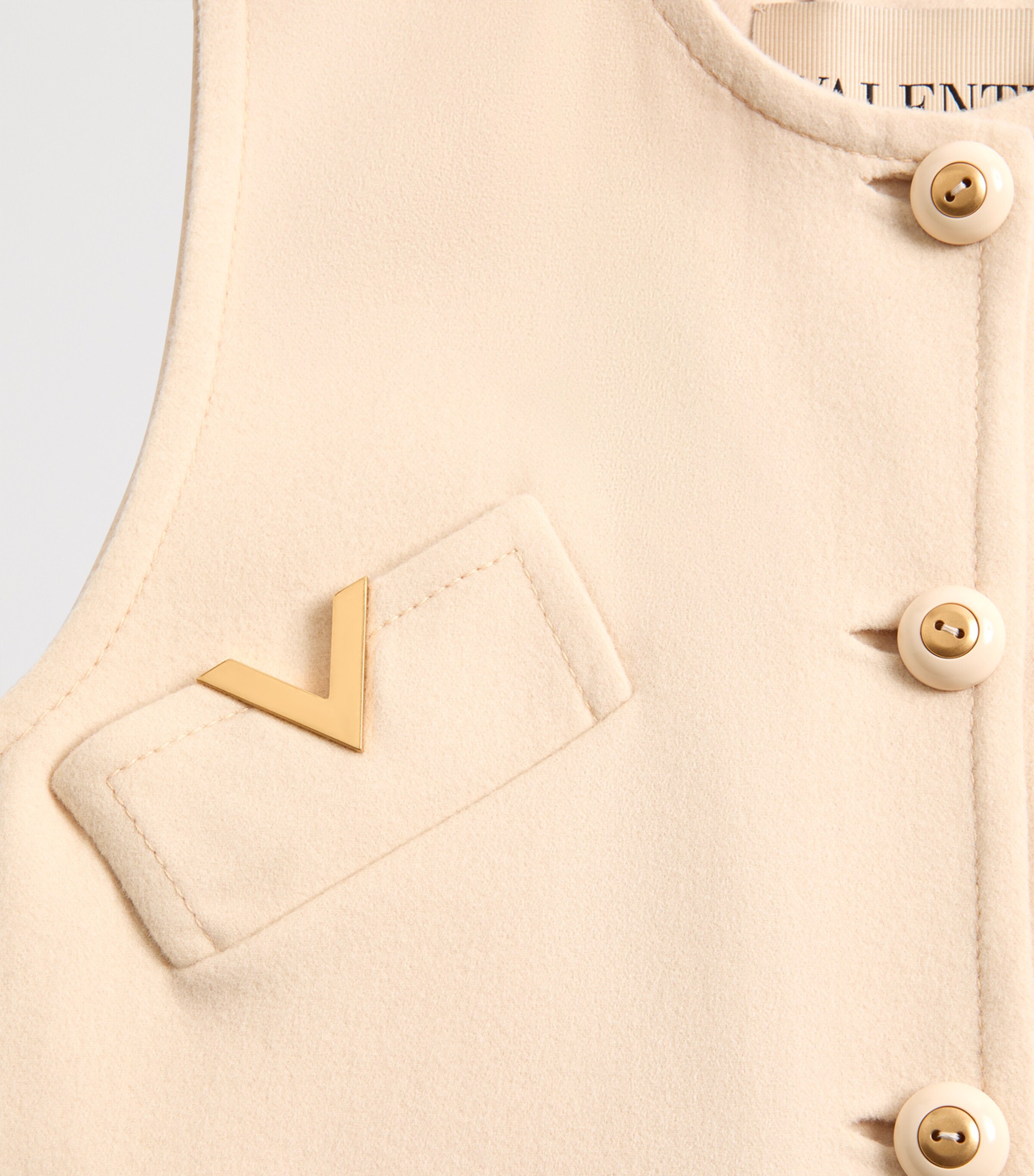 Wool-Cashmere VGold Sleeveless Coat ET5 Image 8