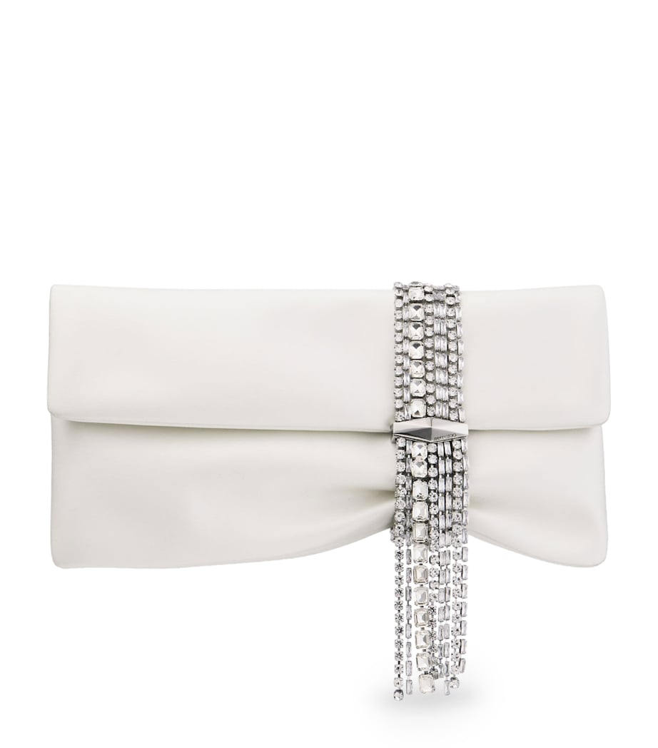 Zandra Satin Clutch Bag IVORY/SILVER Image 1