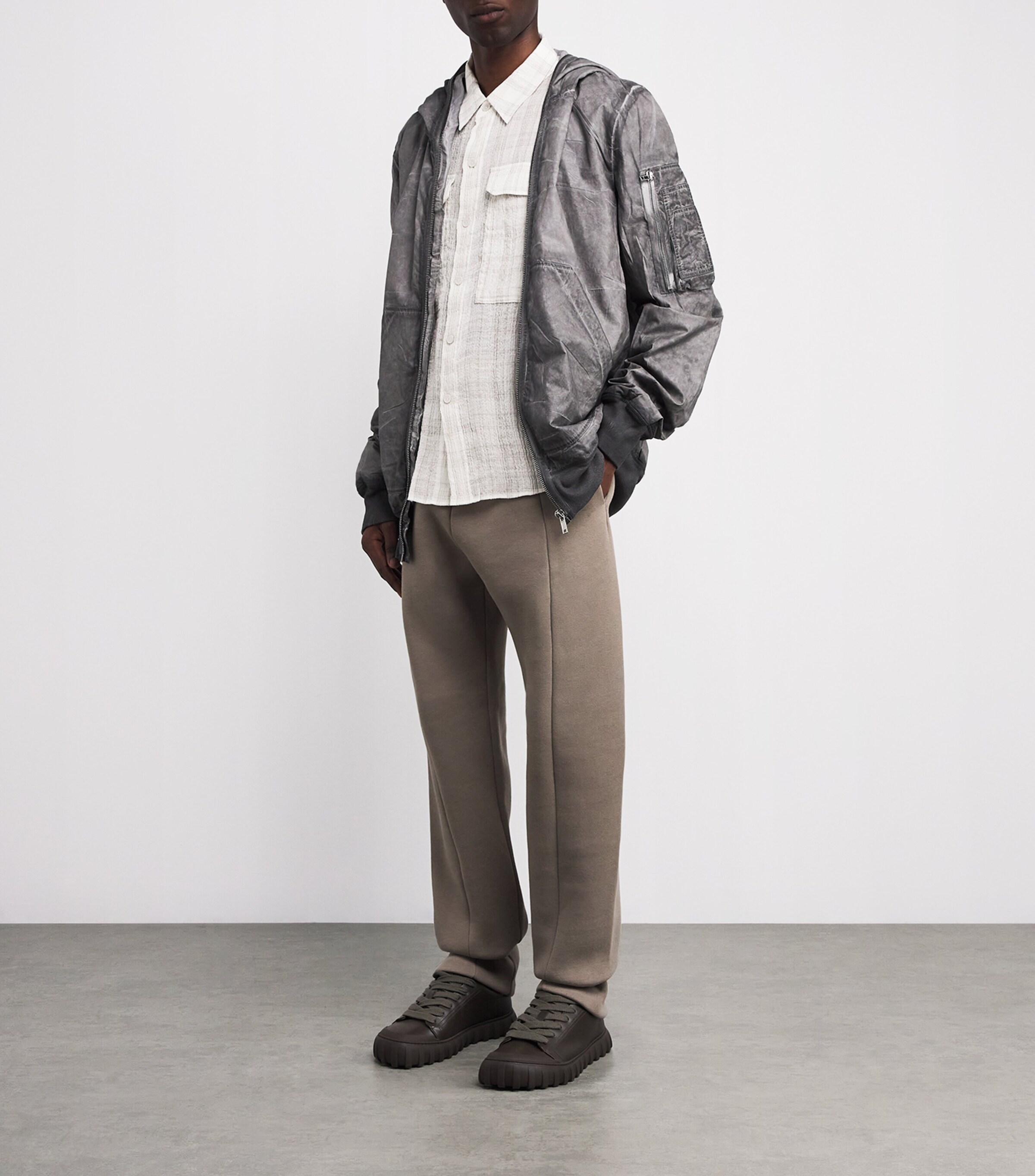 COLE BUXTON Mens Linen-Blend Slub Check Ivy League Shirt Vintage White Image 2