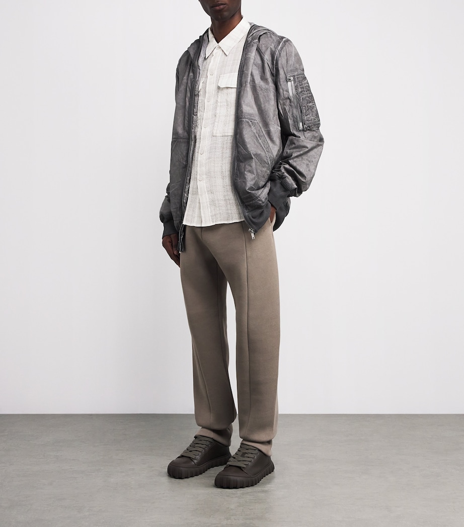 COLE BUXTON Mens Linen-Blend Slub Check Ivy League Shirt Vintage White Image 2