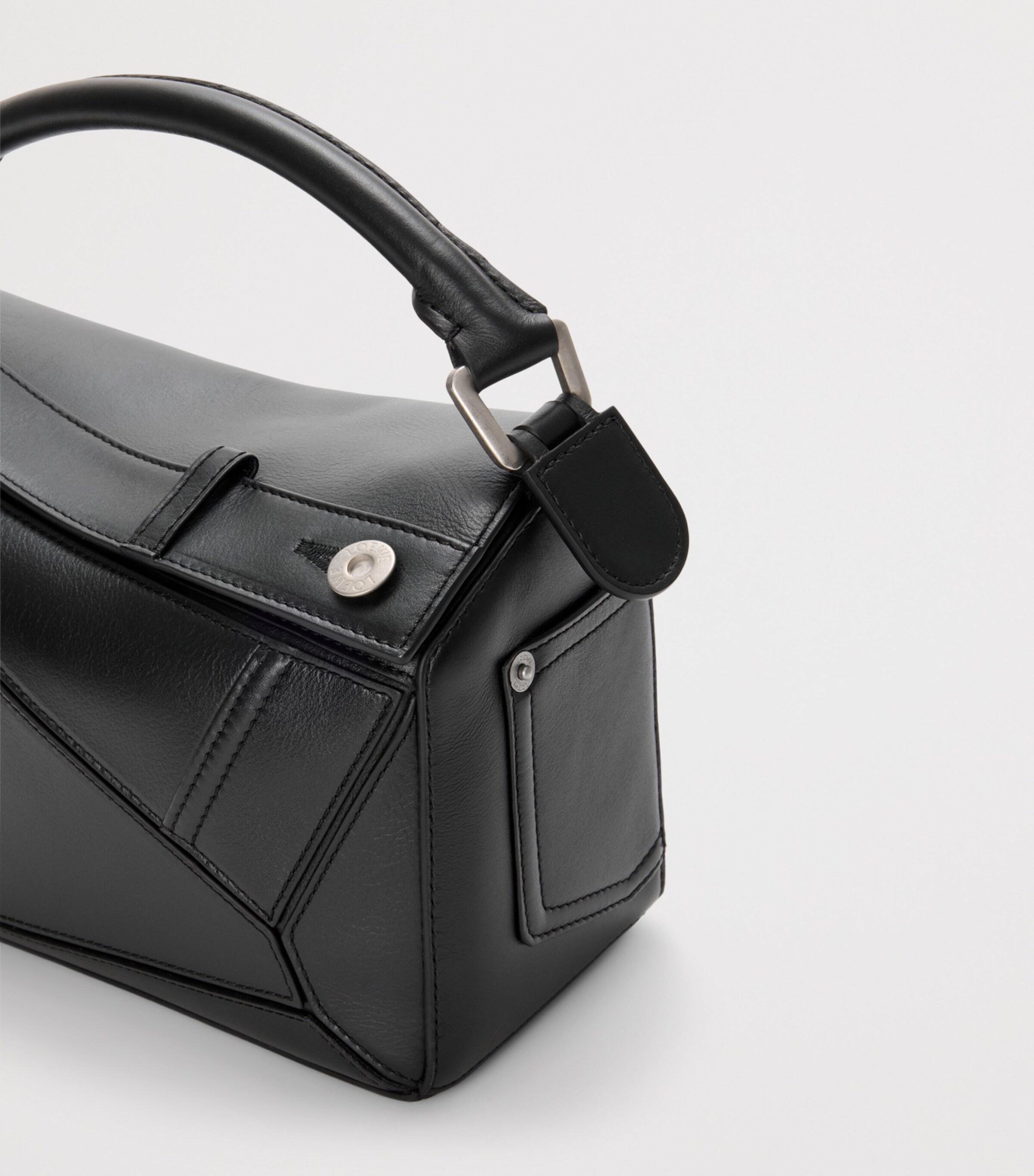 LOEWE Small Calfskin Puzzle Panta Top-Handle Bag Black Image 8