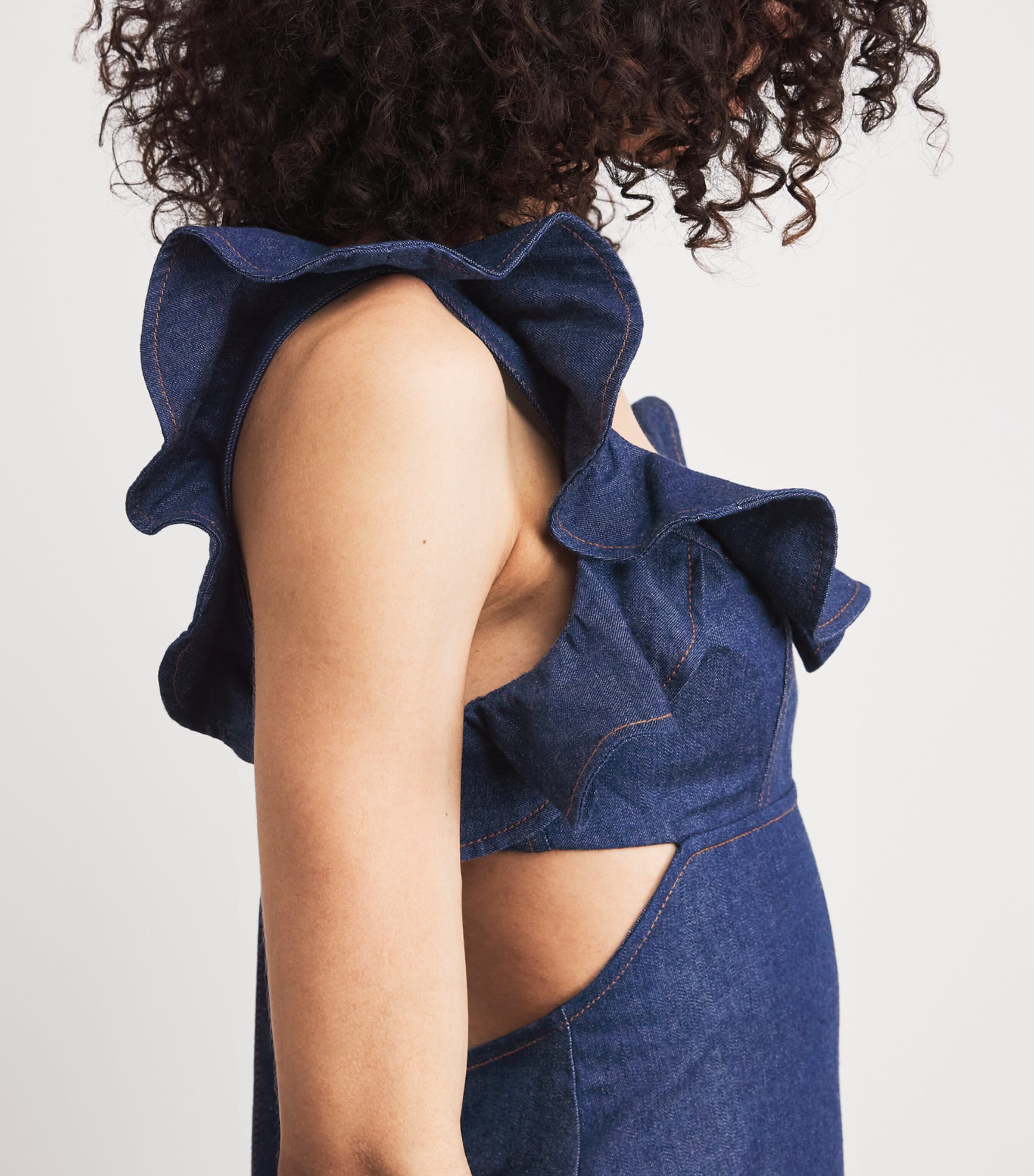 Zimmermann Womens Denim Frilled Aster Midi Dress Ink Ink Image 3