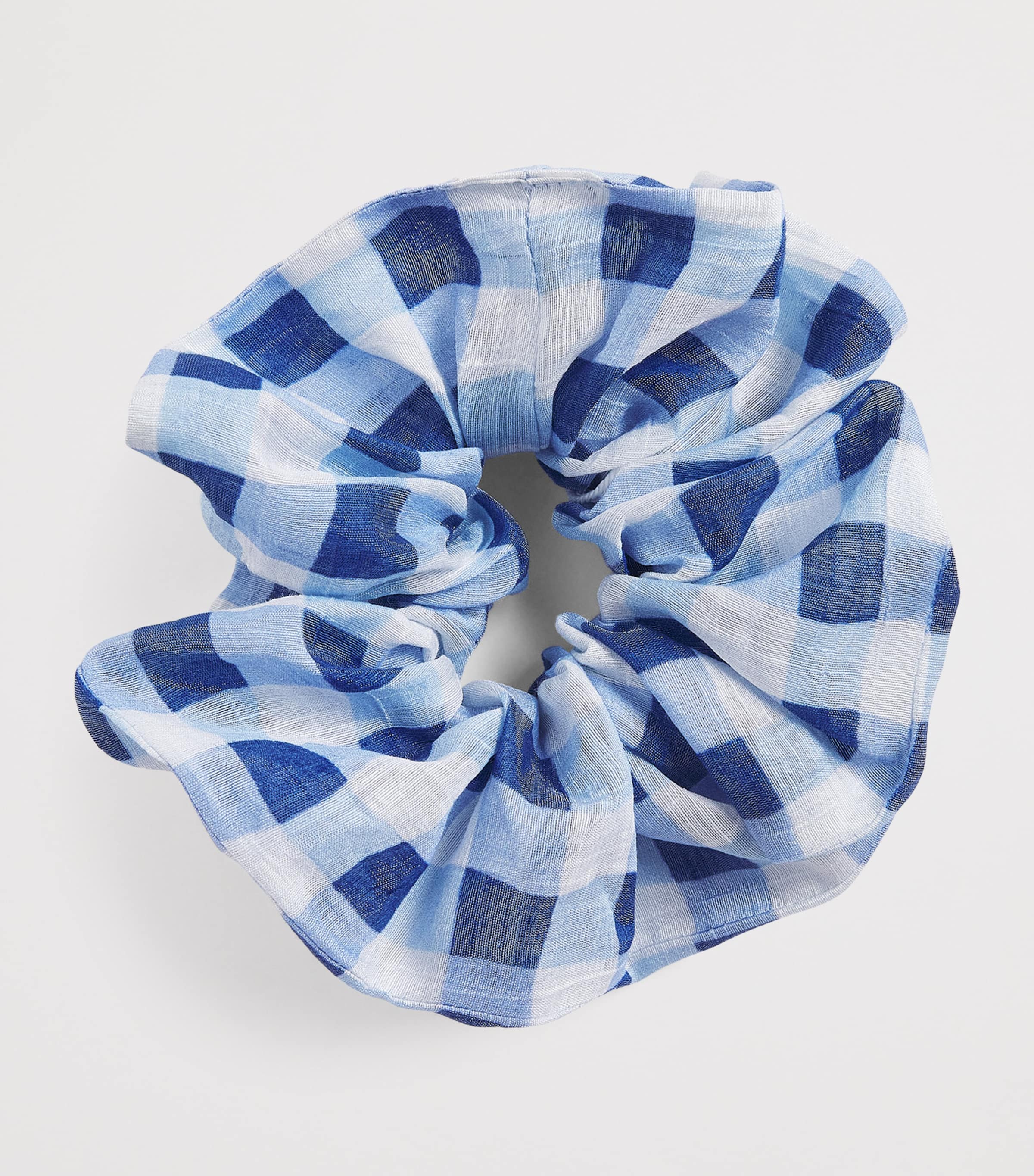Linen-Blend Gingham Scrunchie BLU / WHITE Image 3