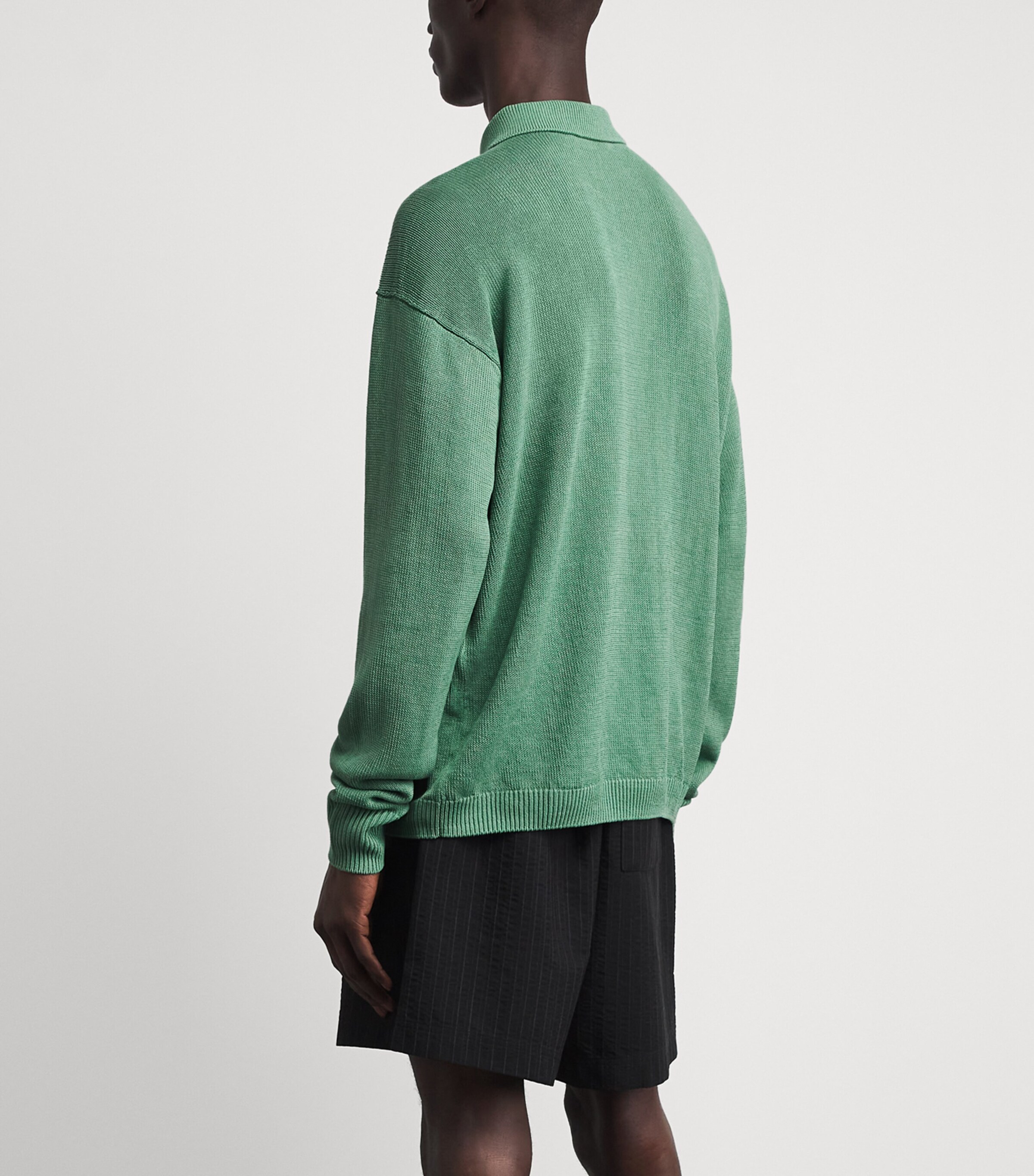 Studio Nicholson Mens Heddy Zip-Up Polo Sweater Apple Image 5