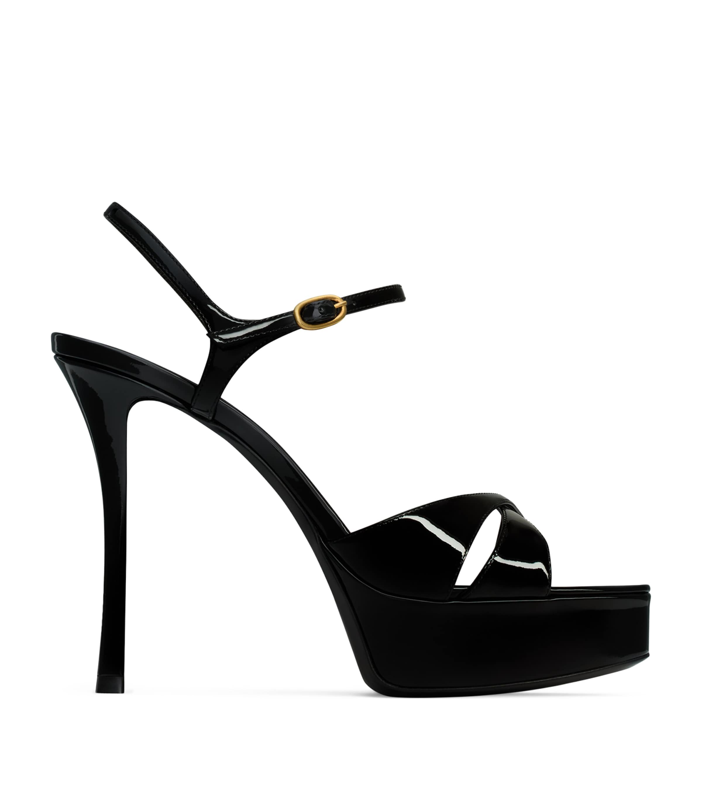 Saint Laurent 110mm Crossover Platform Sandals In Black