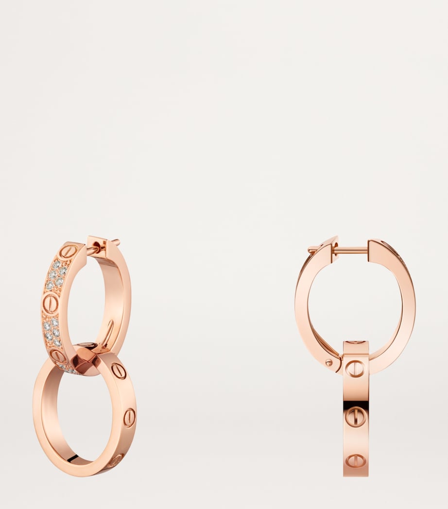 Rose Gold and Diamond LOVE Double Hoop Earrings ROSE GOLD Image 4