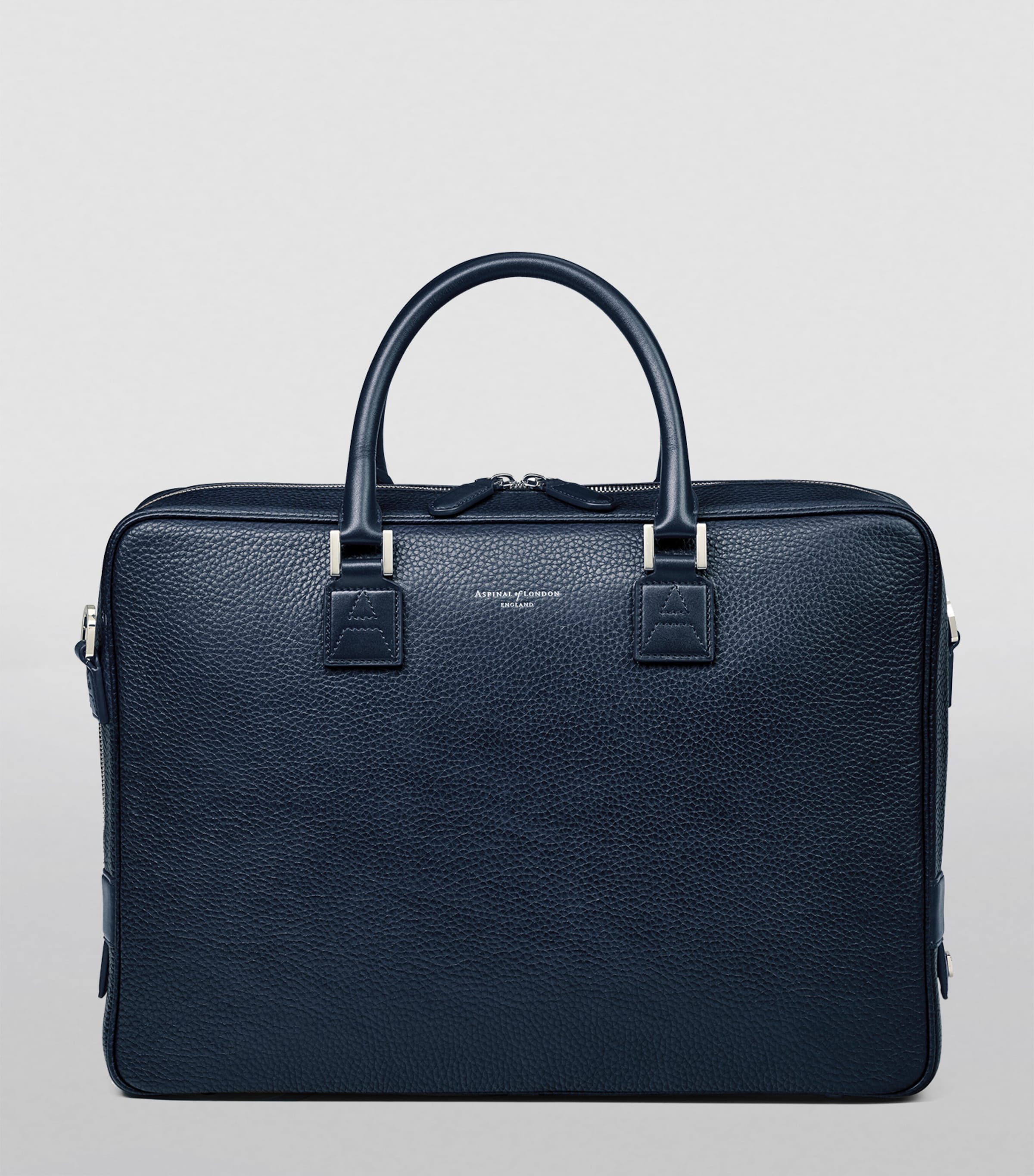 Leather Mount Street Briefcase Bag NAVY Image 8