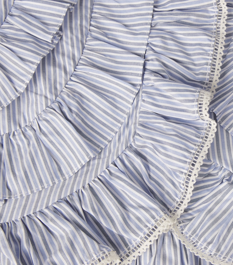 Sandro Paris Womens Cotton Stripe Ruffled Shirt Bleu / Marine Image 6