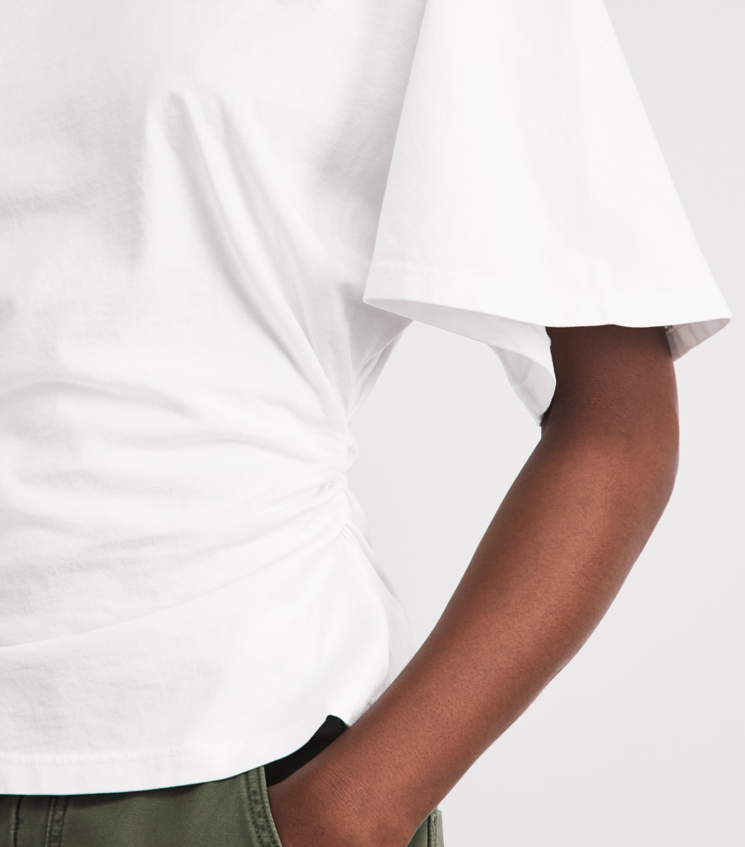 Citizens of Humanity Womens Cotton Ruched Fabien T-Shirt White Image 3