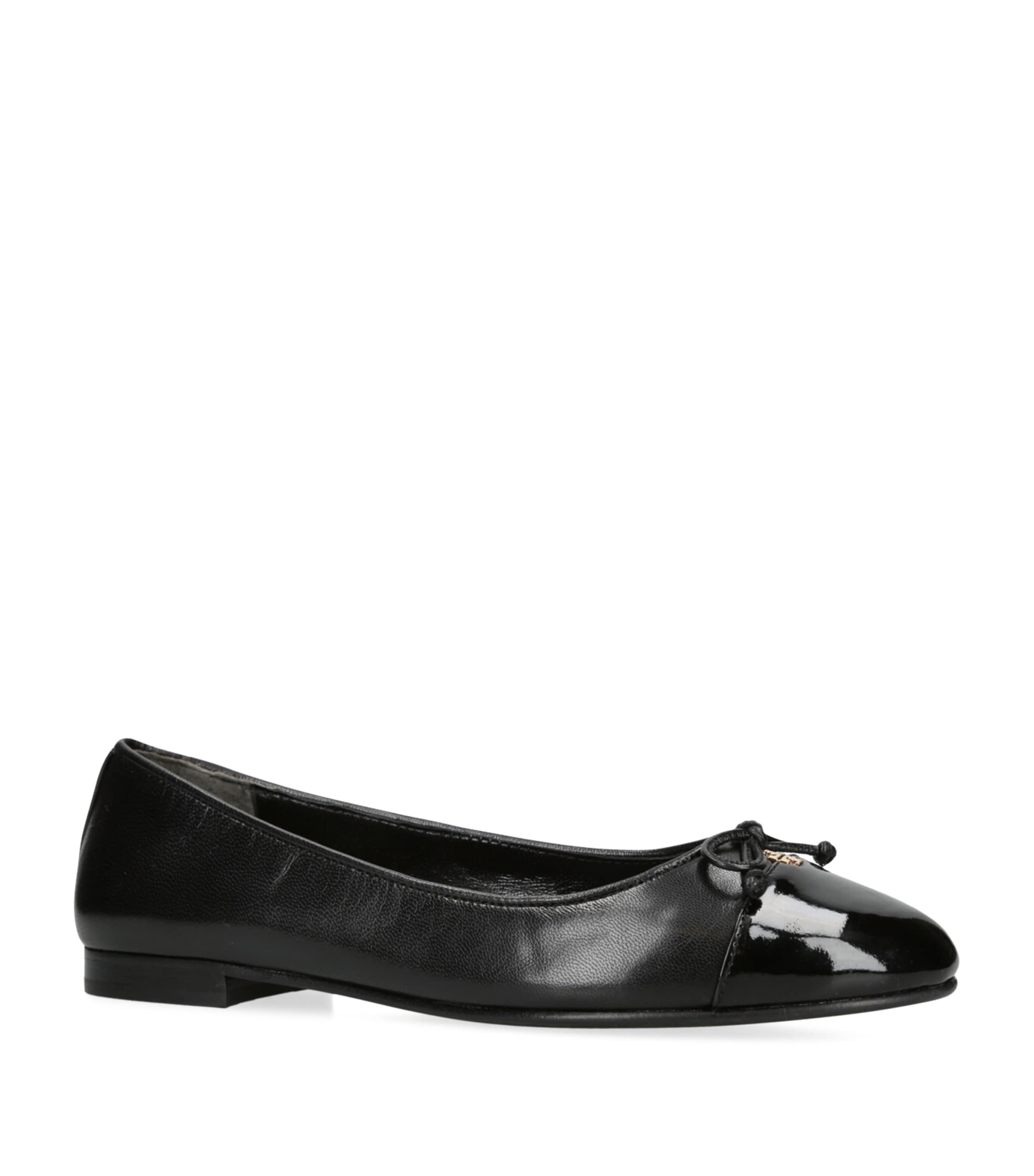 Leather Bow Ballet Flats CAMEL/OTH Image 3