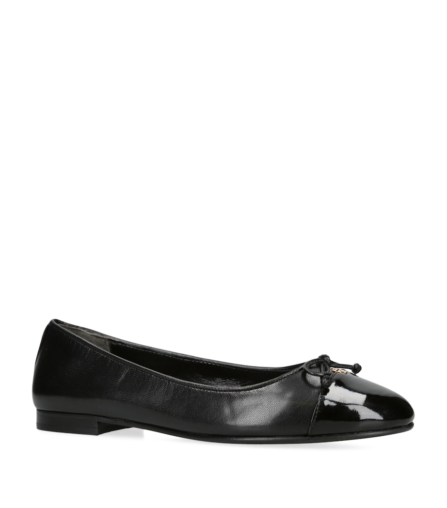 Leather Bow Ballet Flats CAMEL/OTH Image 3