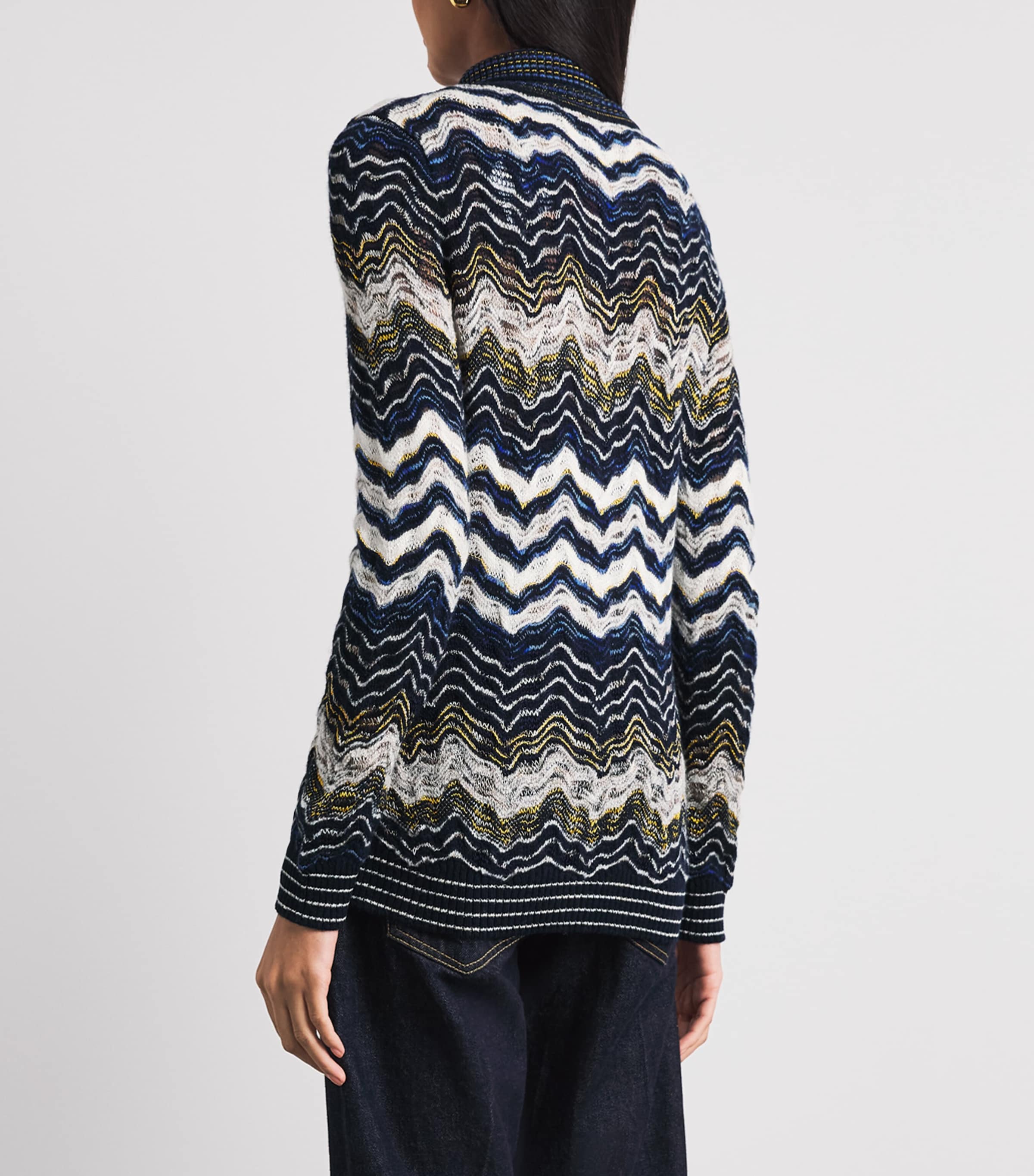 Missoni Womens Wool-Blend Jacquard Sweater Bl Bs W/ Yl,wt Image 5