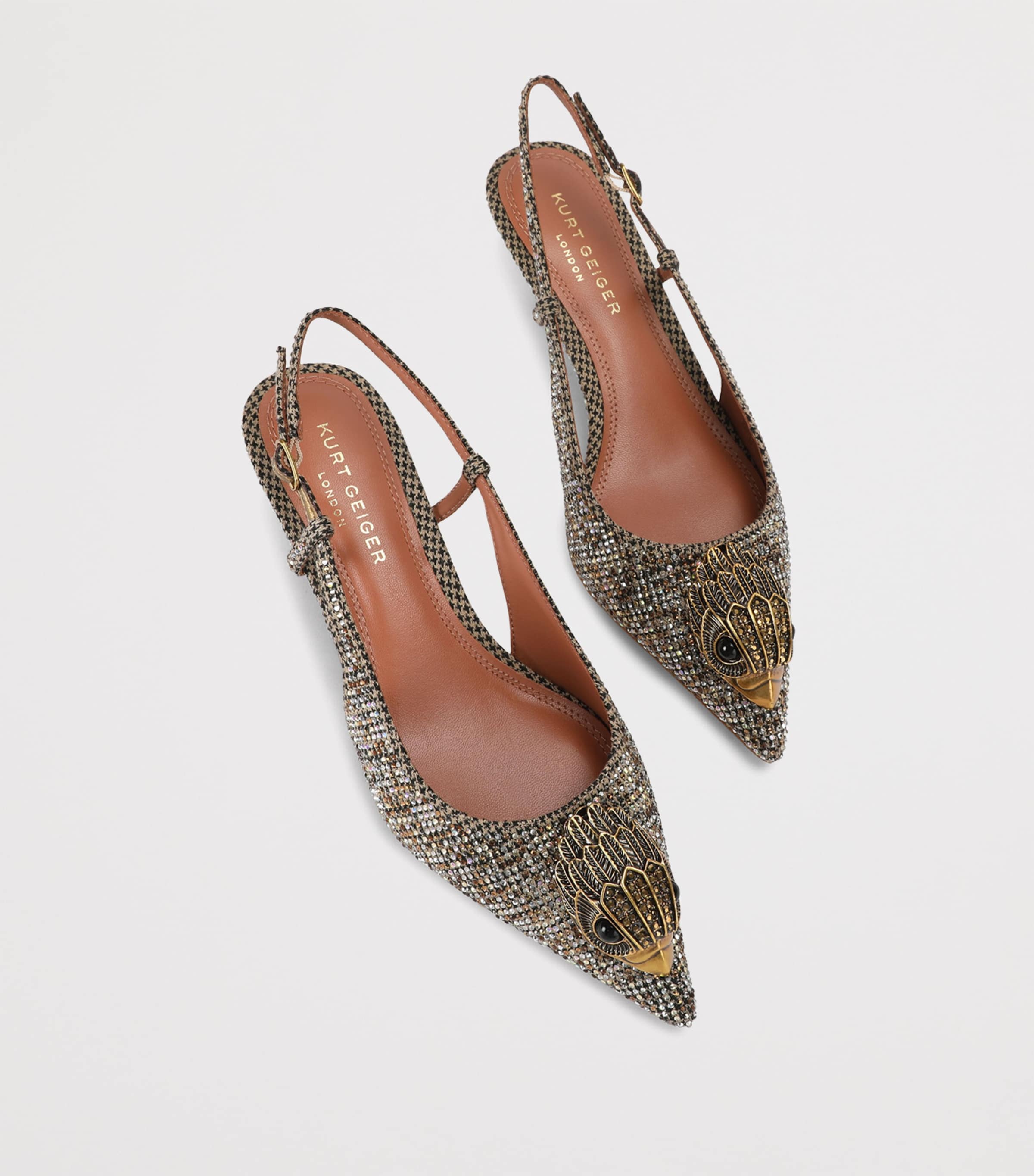 Kurt Geiger London Embellished Belsize Slingback Heels 40 Beige Comb Image 4