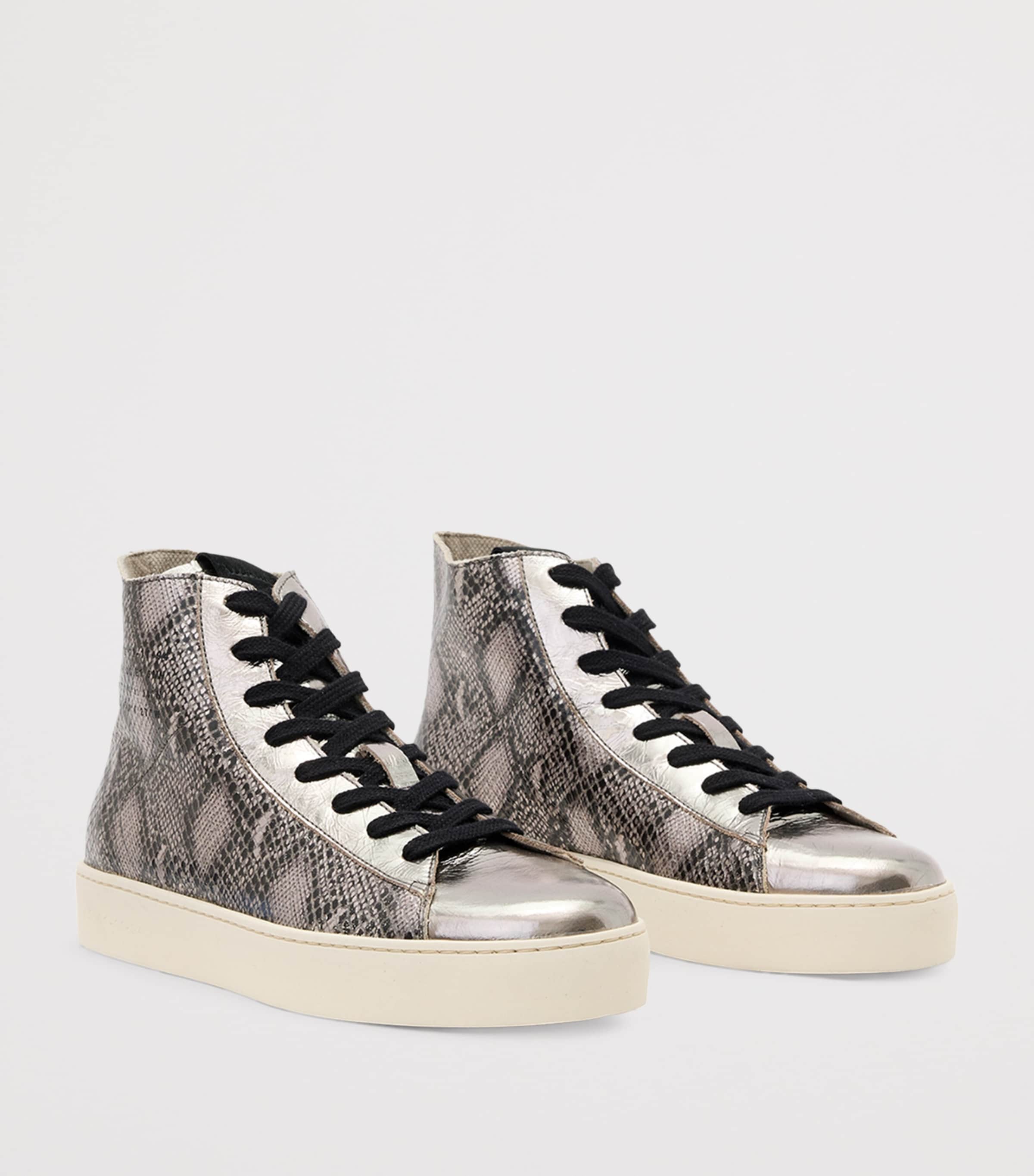 Leather Tana High-Top Sneakers SILVER/BLACK Image 4