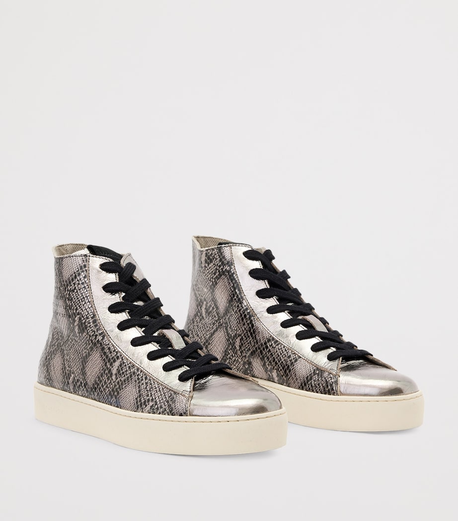 Leather Tana High-Top Sneakers SILVER/BLACK Image 4