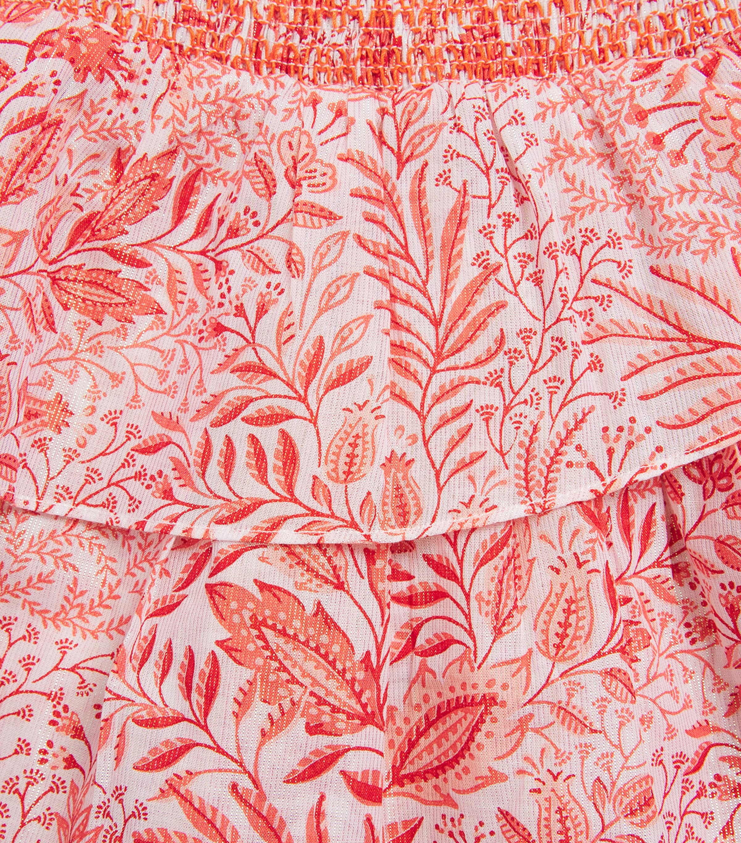 Poupette St Barth Kids Cotton-Blend Ruffle Lila Skirt (4-12 Years) Orange Palmarosa Image 4