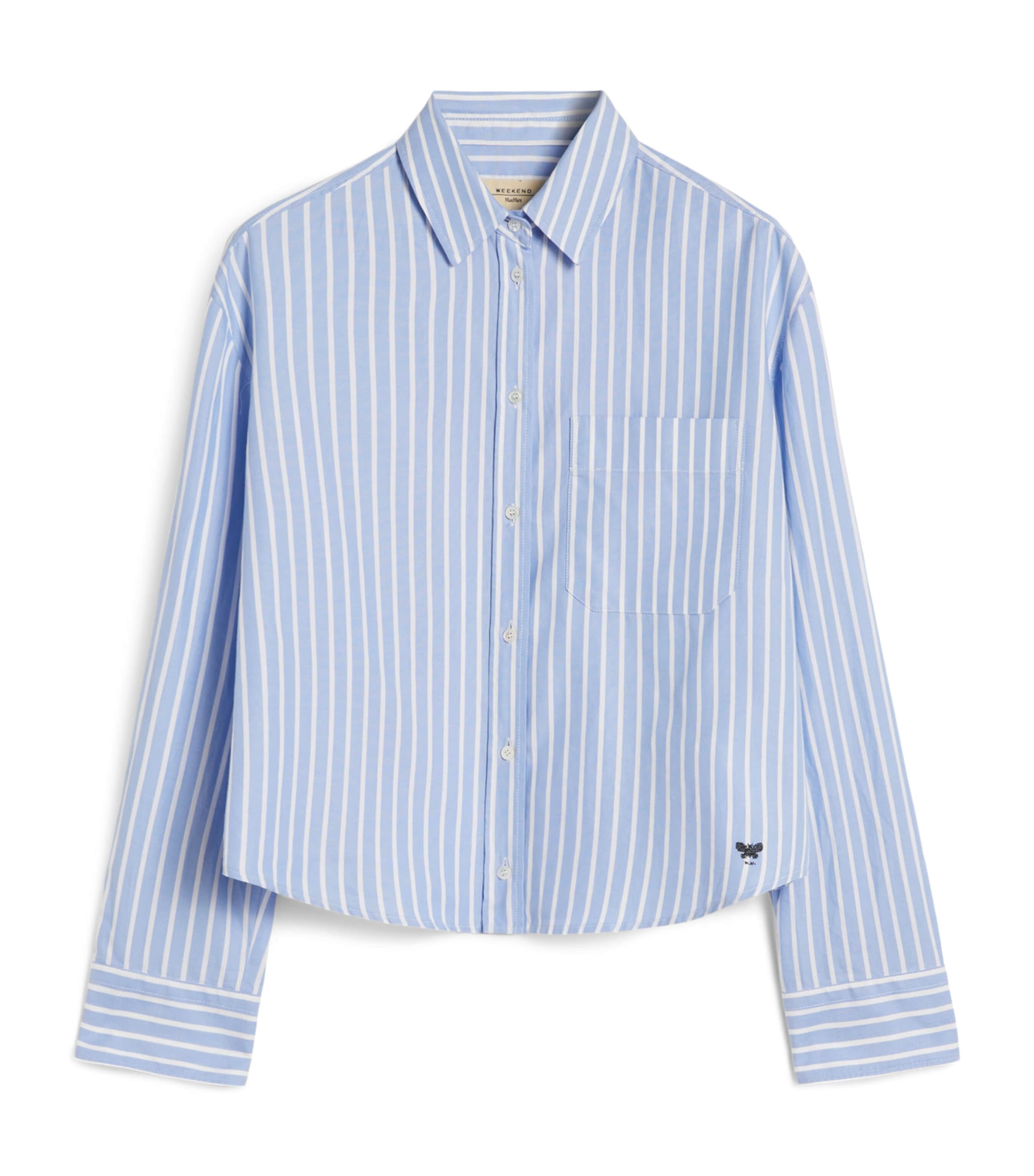 Weekend Max Mara Womens Cotton Striped Oxford Shirt Light Blue Image 1