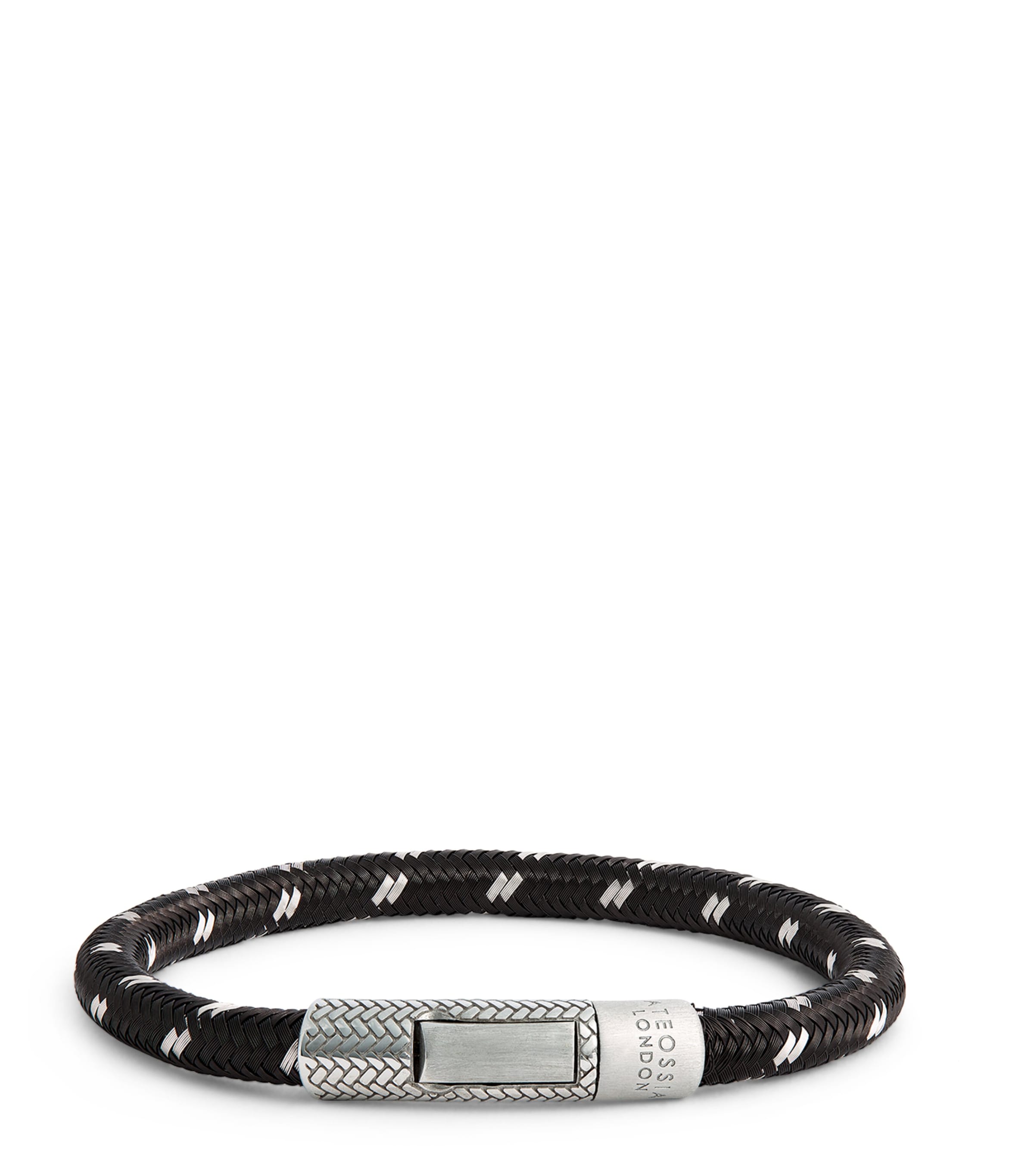 Tateossian Silver-plated Ruthenium Charles Click Chalif Bracelet In Black