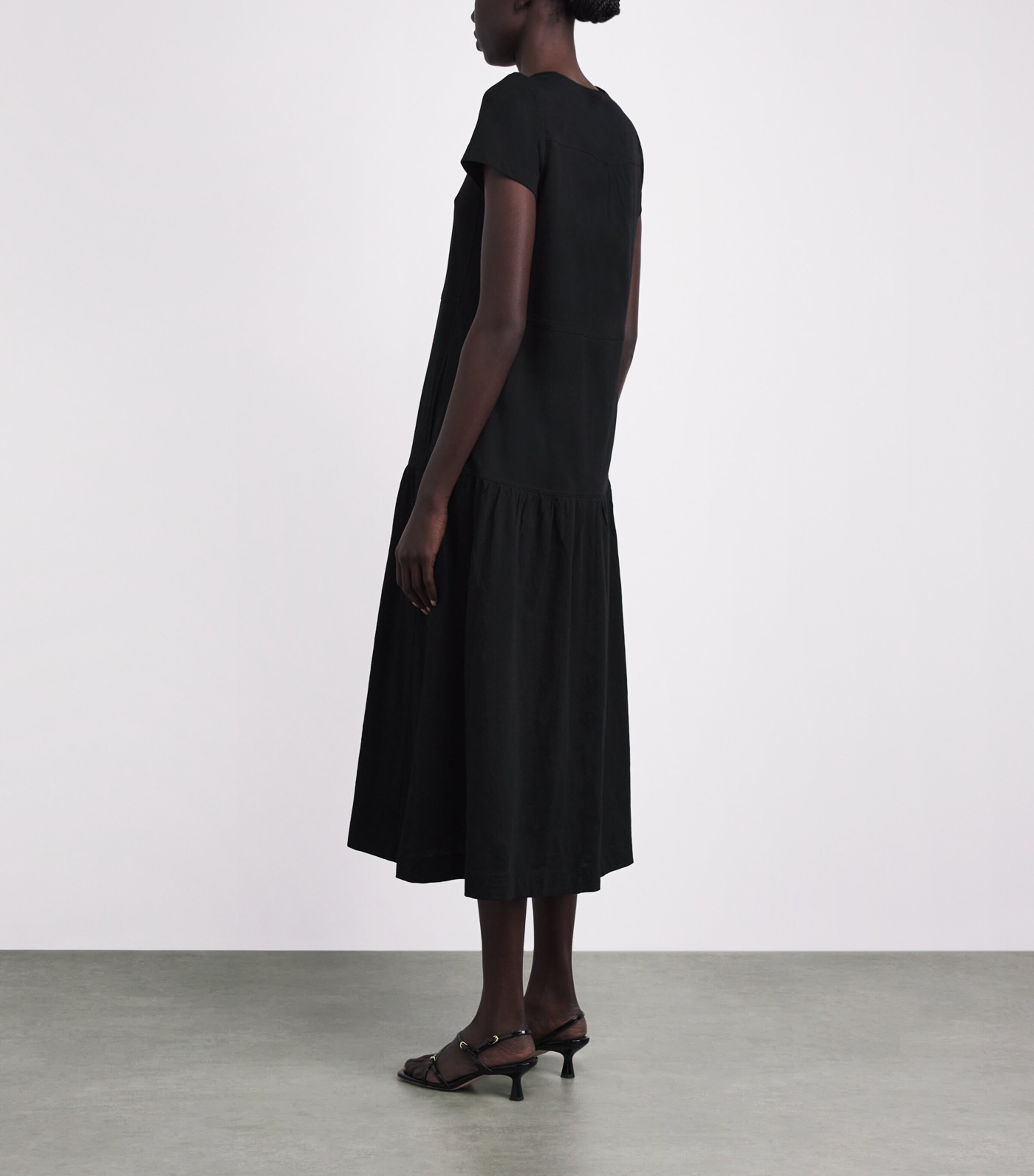 ME+EM Womens Organic Cotton Tiered Maxi Dress Black Image 4