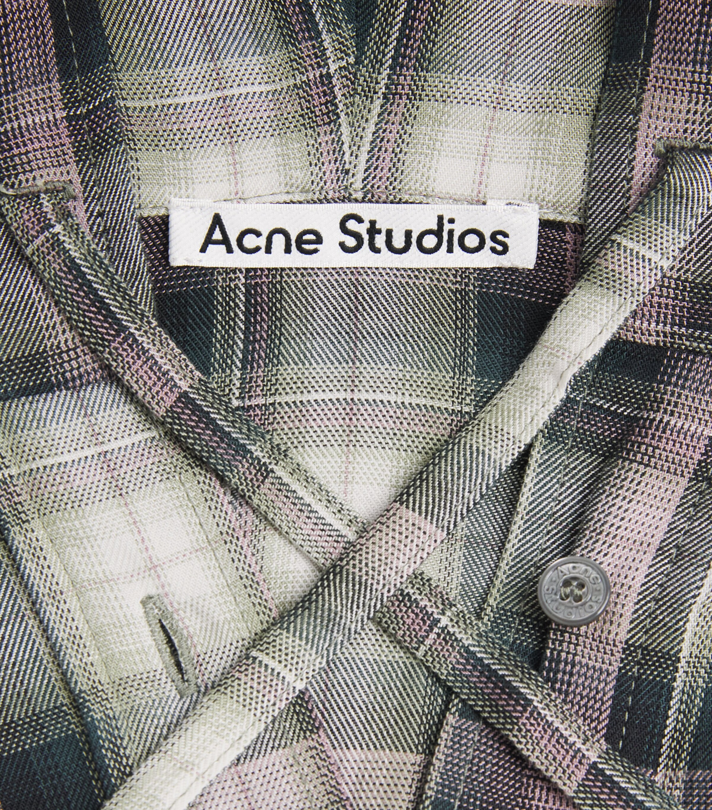 Acne Studios Womens Hooded Check Shirt Aig Black/green Image 6