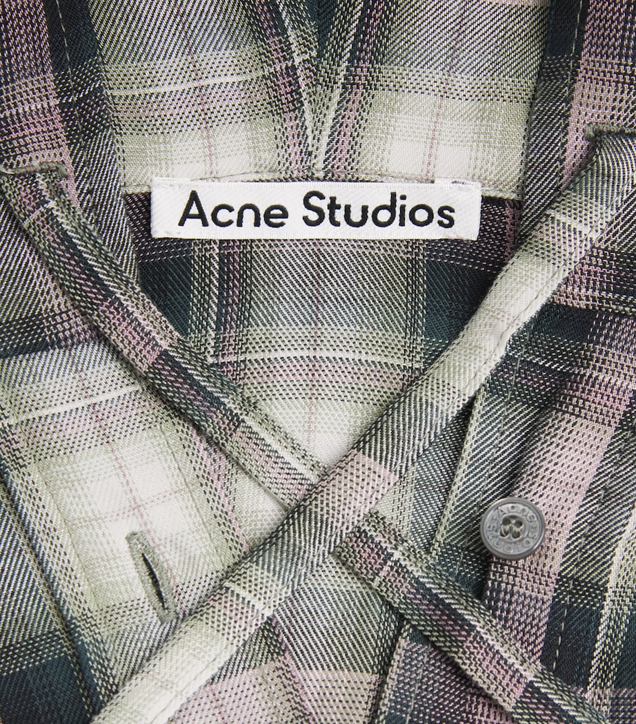 Acne Studios Womens Hooded Check Shirt Aig Black/green Image 6