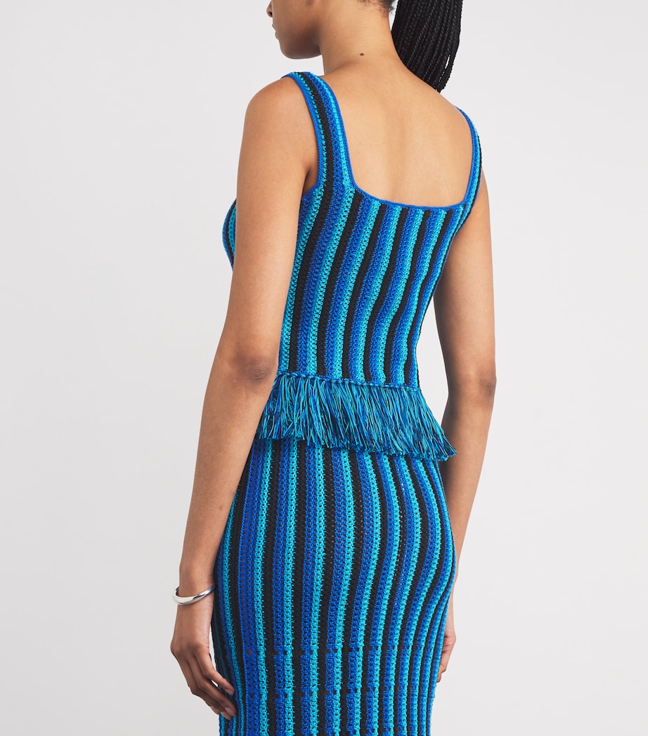 ESCVDO Womens Fringe Misti Top Blue Image 4