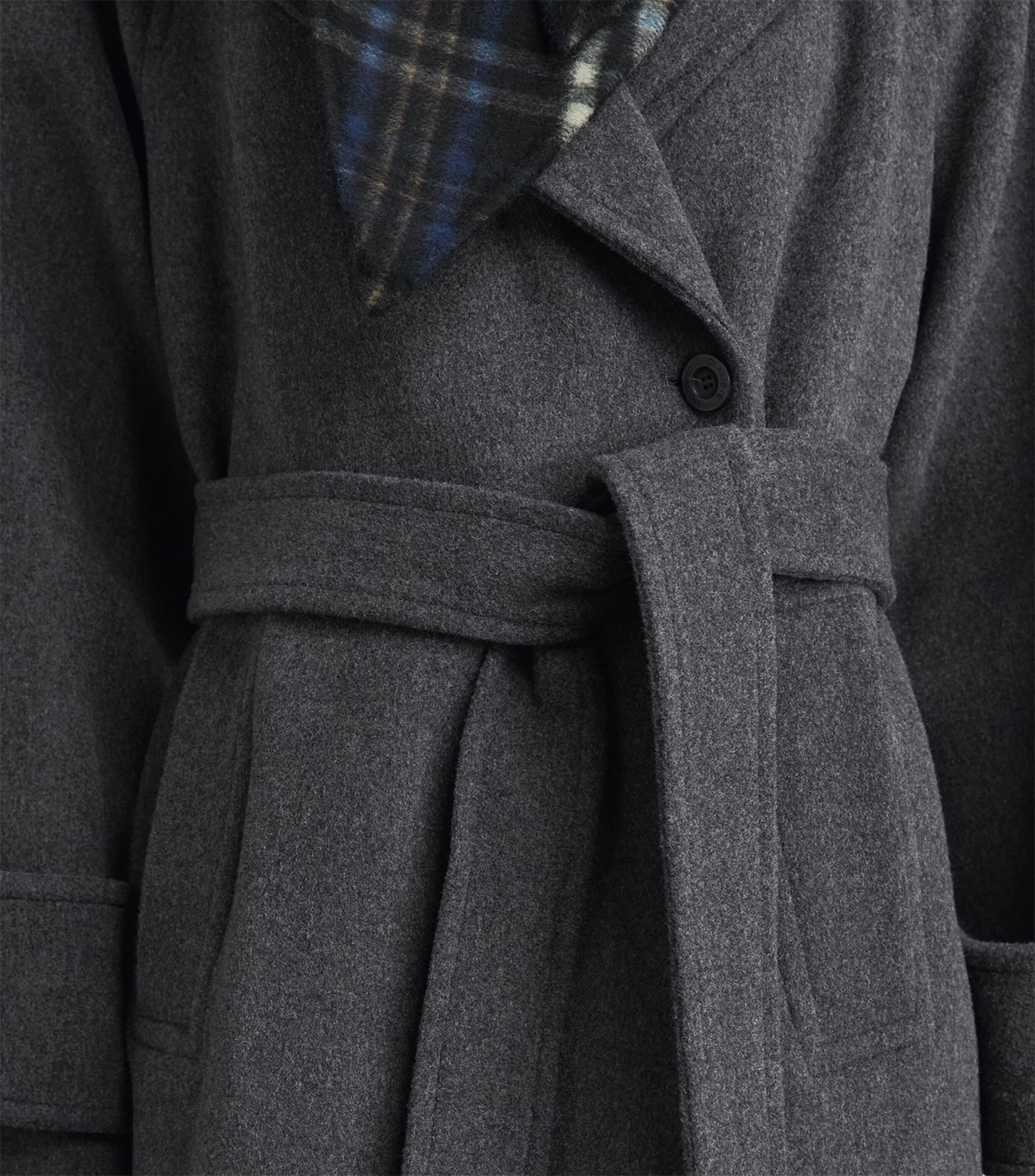 Claudie Pierlot Womens Wool-Blend Belted Coat Gris Image 3