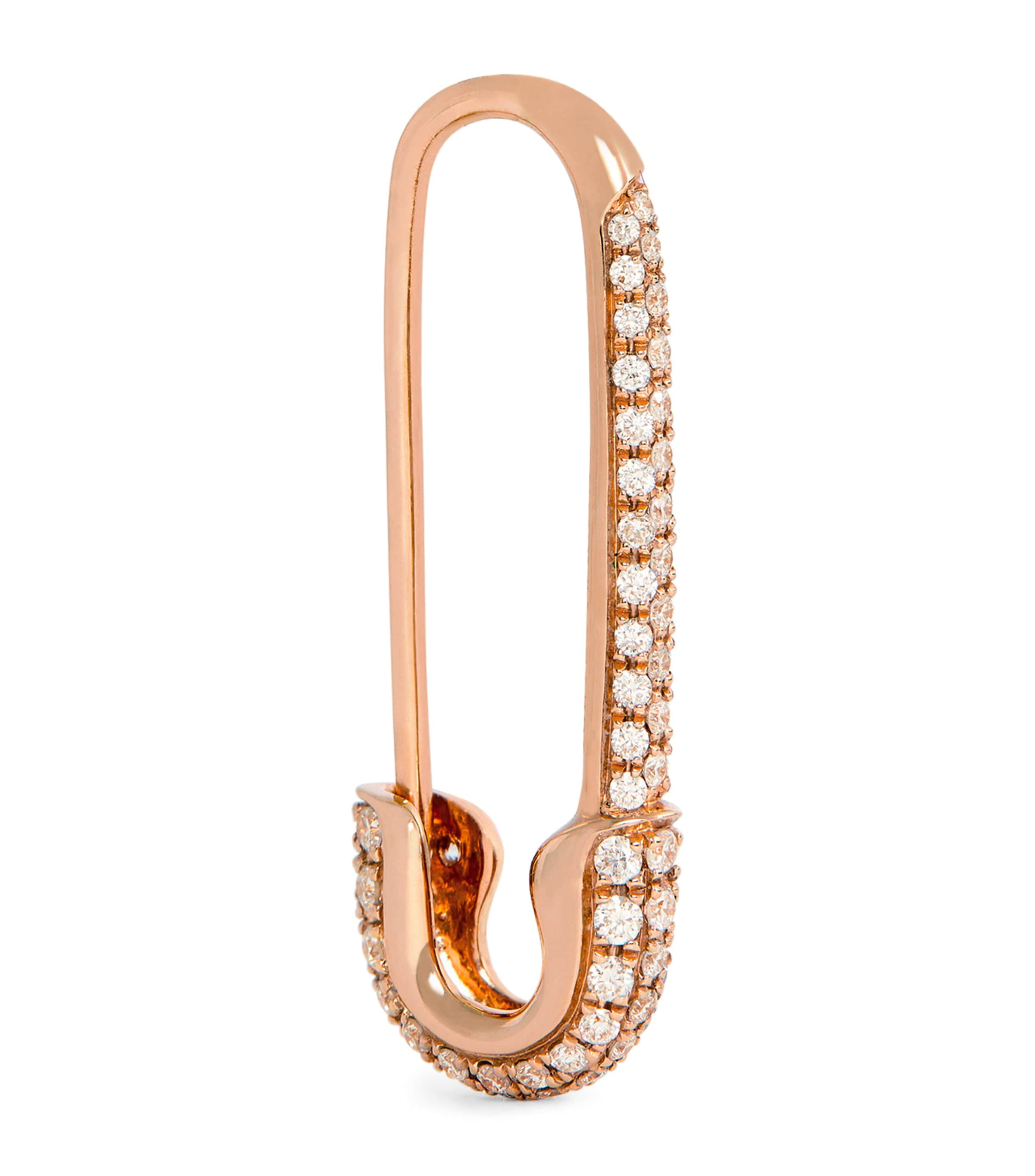 Anita Ko Rose Gold And Diamond Safety Pin Single Right Earring