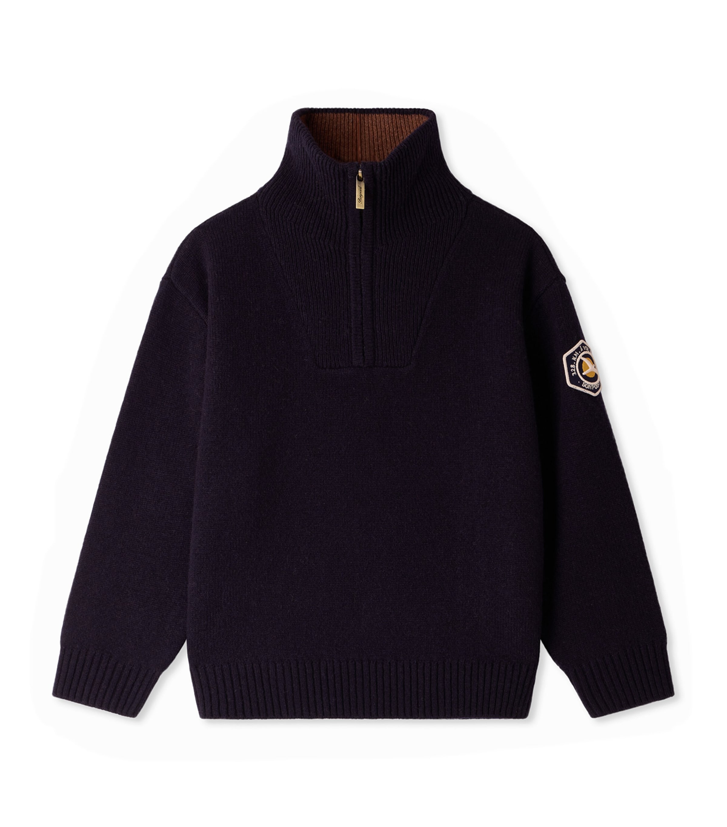Bonpoint Wool Quarter-Zip Sweater (4-8 Years) Rayures Marine Image 1