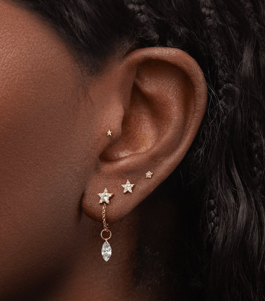 White Gold and Diamond Solitaire Star Threaded Stud Earring (3mm) WHITE GOLD Image 3