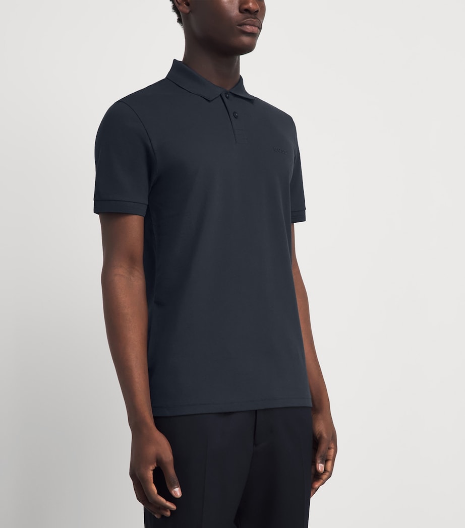 BOSS Mens Stretch-Cotton Logo Polo Shirt Dark Image 4