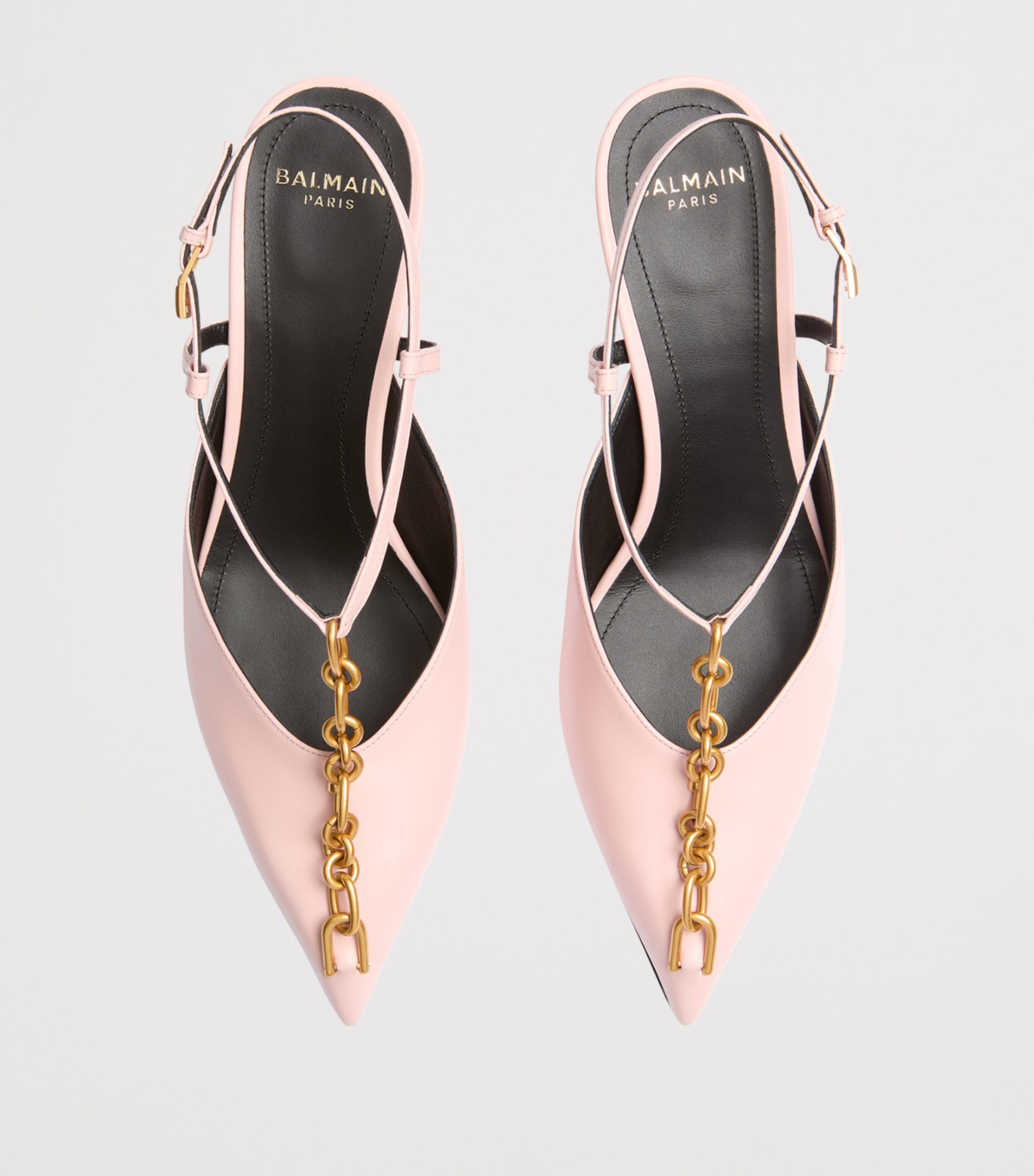 Balmain Calfskin Sync Slingback Heels 45 Rose Pale Image 4