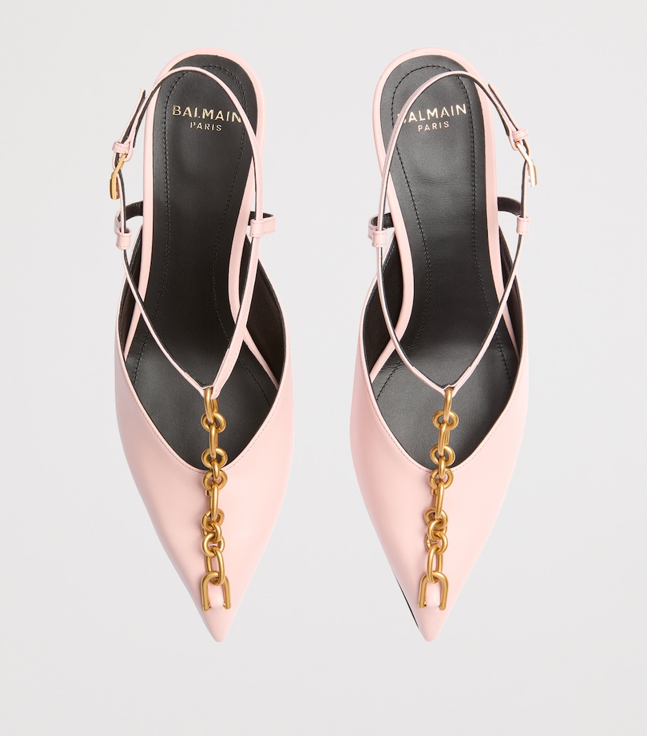 Balmain Calfskin Sync Slingback Heels 45 Rose Pale Image 4