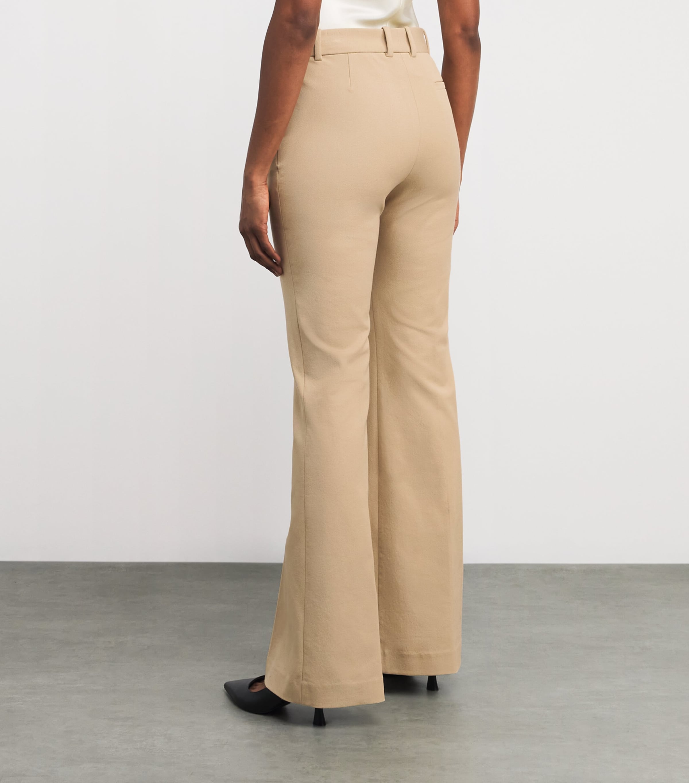 Joseph Womens Stretch-Gabardine Tafira Flared Trousers Powder Image 4