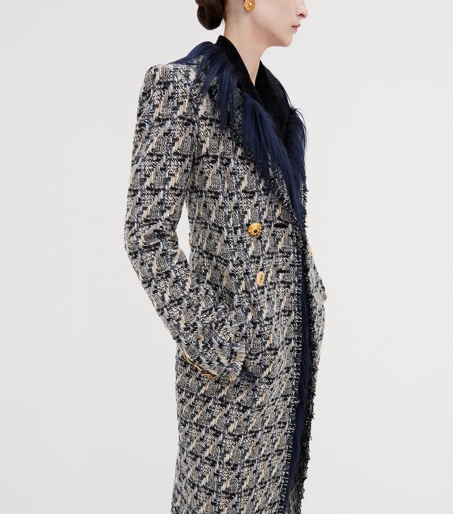 Schiaparelli Womens Wool Tweed Double-Breasted Coat Multicolor Image 4
