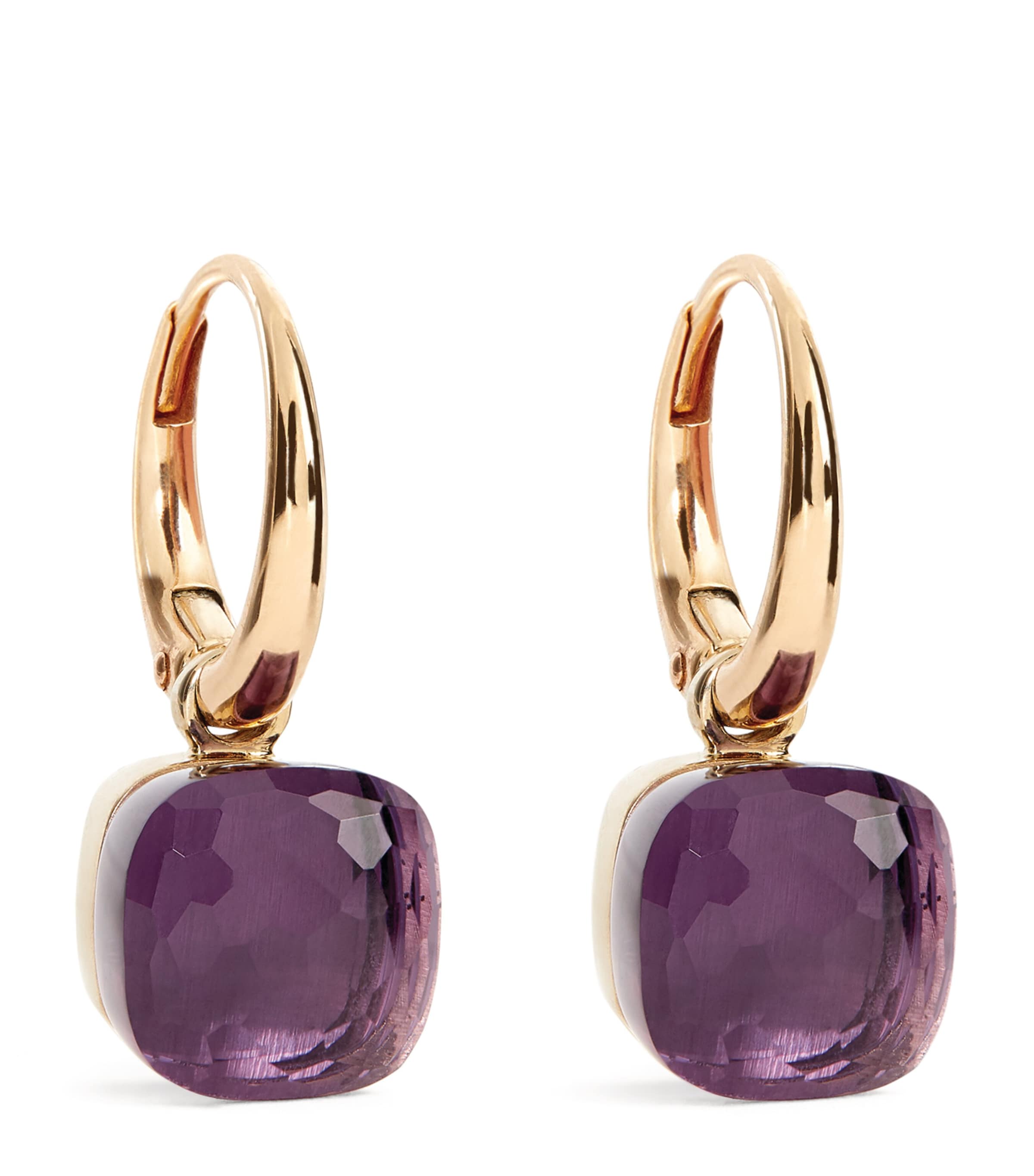 Pomellato Rose Gold And Amethyst Nudo Petit Drop Earrings In Purple