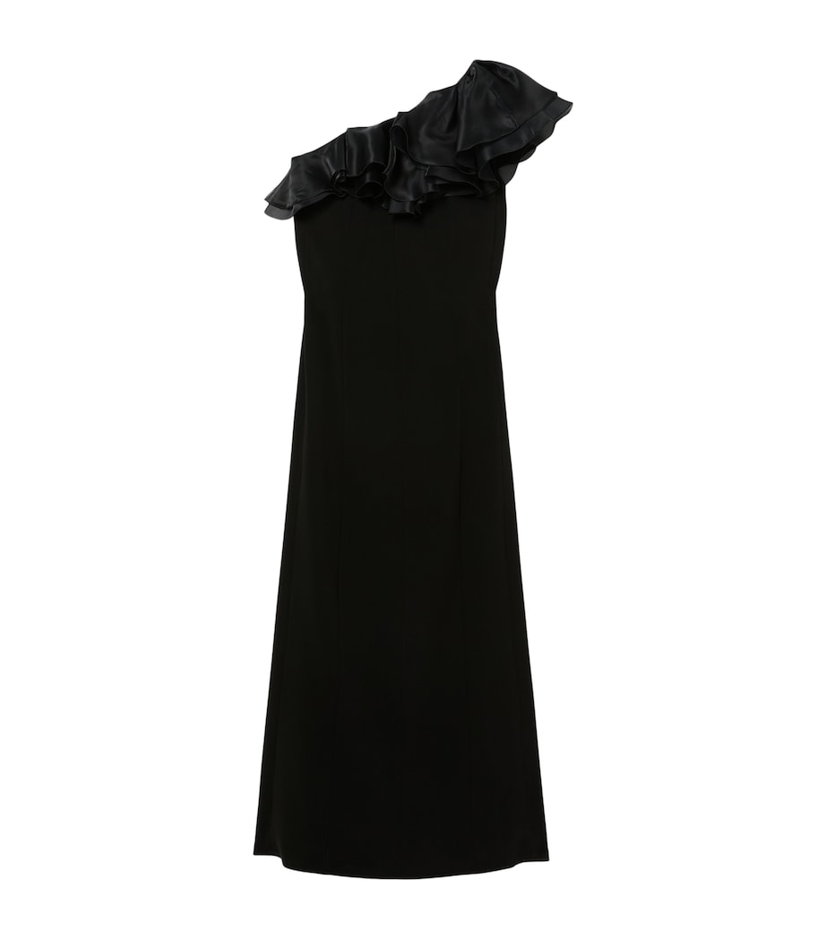 Marina Rinaldi Womens x Tony Ward Ruffle-Neck Maxi Dress Black Image 1