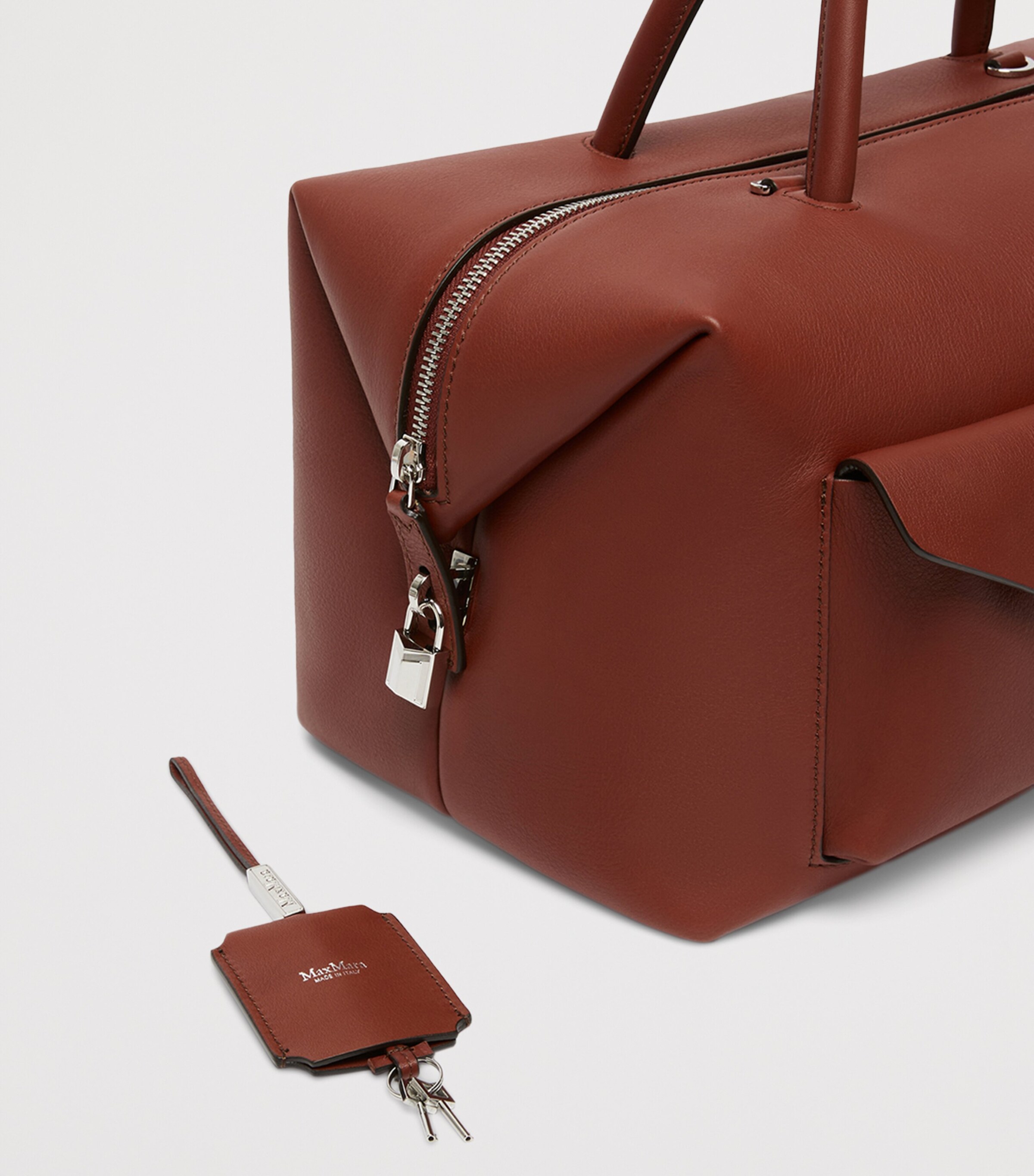 Max Mara Large Leather Boston Bowler Bag Rust Image 7