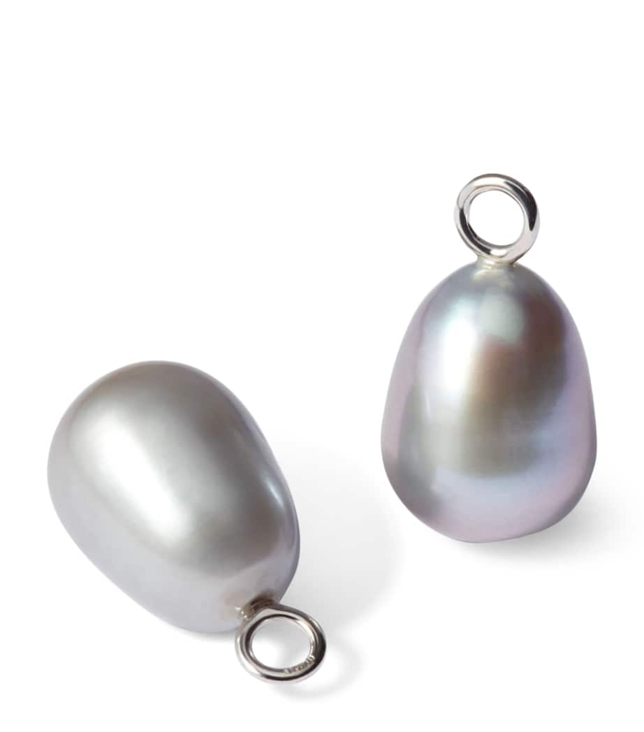 White Gold and Baroque Pearl Earring Drops WHITE GOLD Image 1