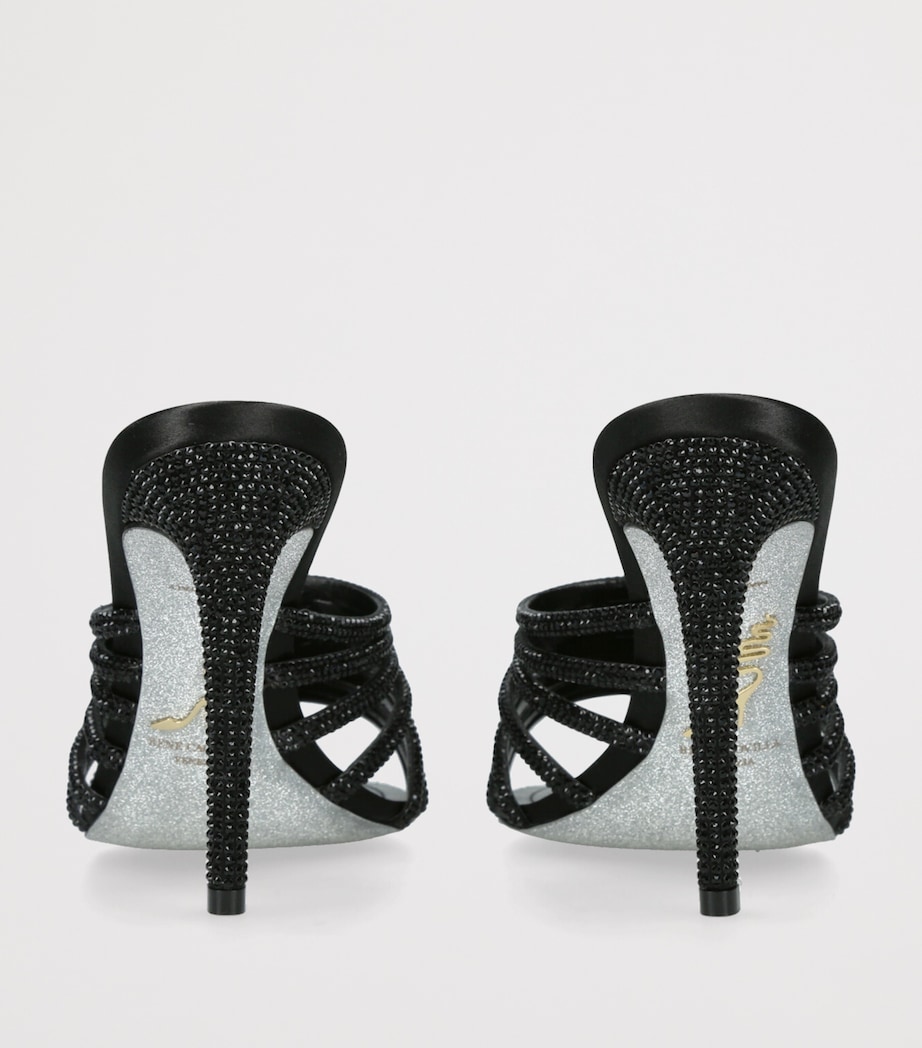 Satin Strappy Heeled Mules 105 BLACK Image 2