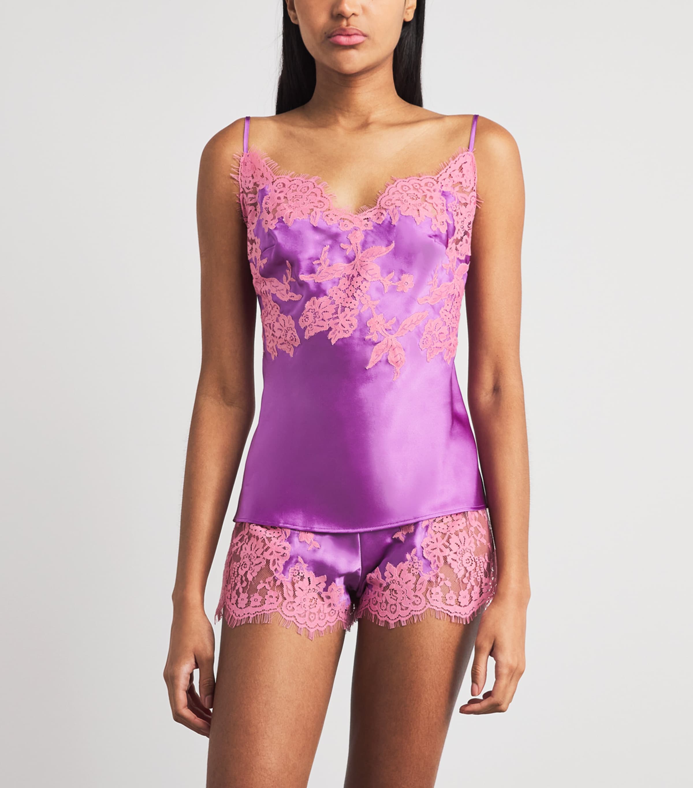 Marjolaine Womens Silk Floral Tess Camisole Grape W Blush Image 4