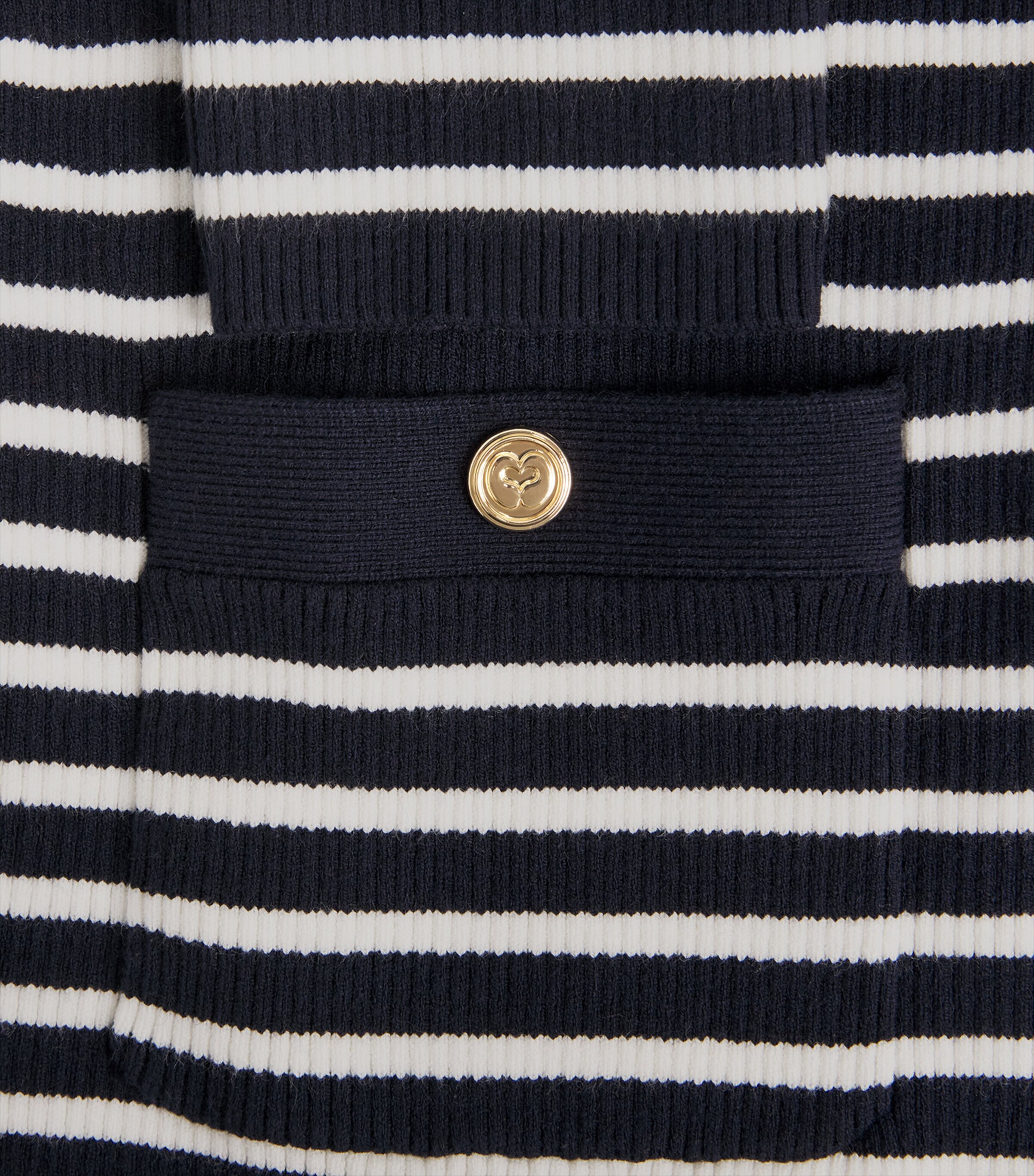 Maje Womens Rib-Knit Stripe Cardigan Navy Image 6