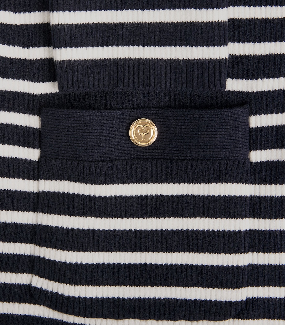 Maje Womens Rib-Knit Stripe Cardigan Navy Image 6